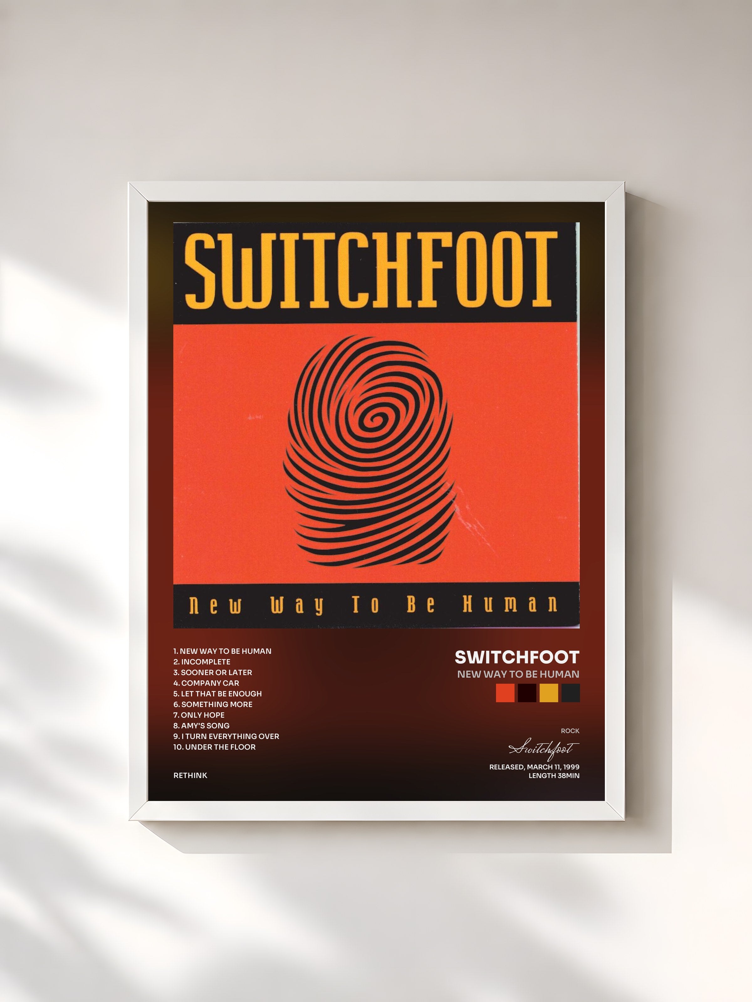 #blanc Tableau de l'album New Way To Be Human de Switchfoot, cadre blanc, imprimé et encadré en France