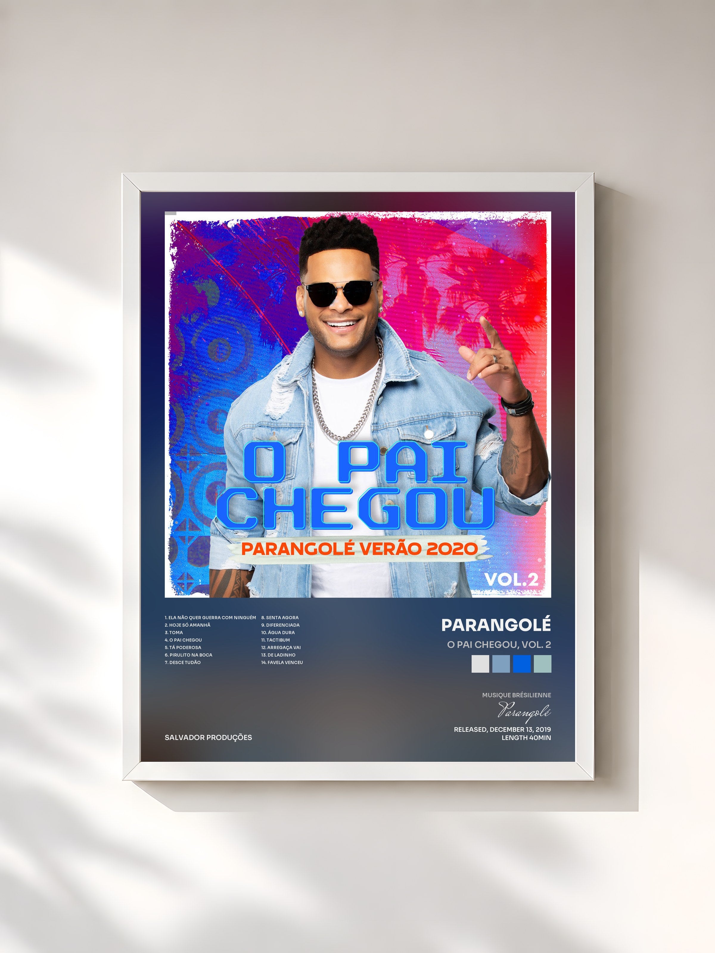 #blanc Tableau de l'album O Pai Chegou, Vol. 2 de Parangolé, cadre blanc, imprimé et encadré en France