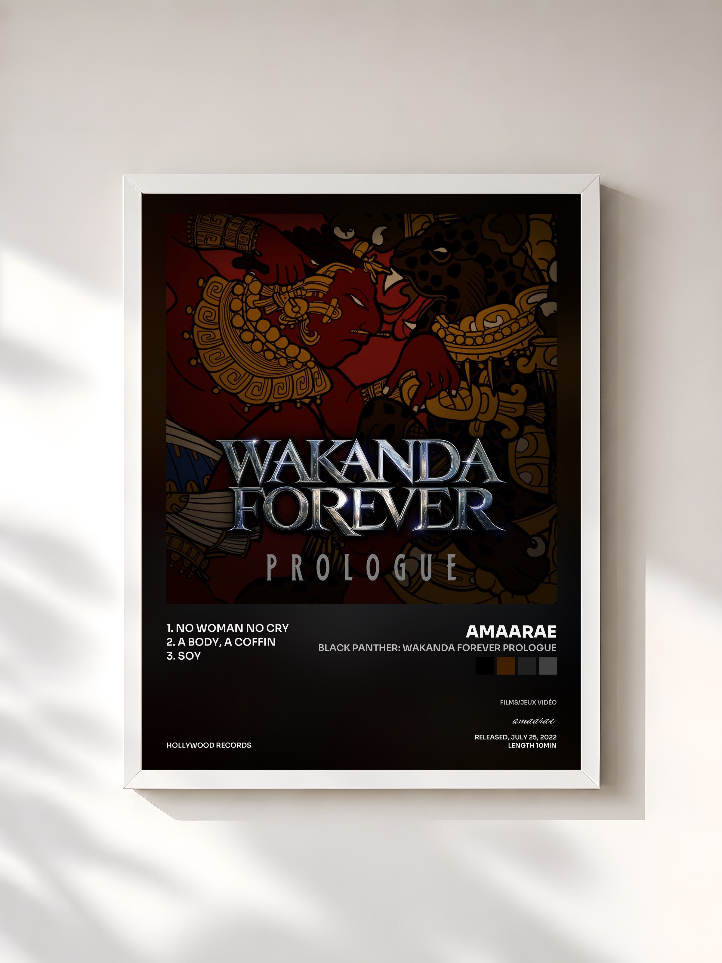 #blanc Tableau de l'album Black Panther: Wakanda Forever Prologue de amaarae, cadre blanc, imprimé et encadré en France