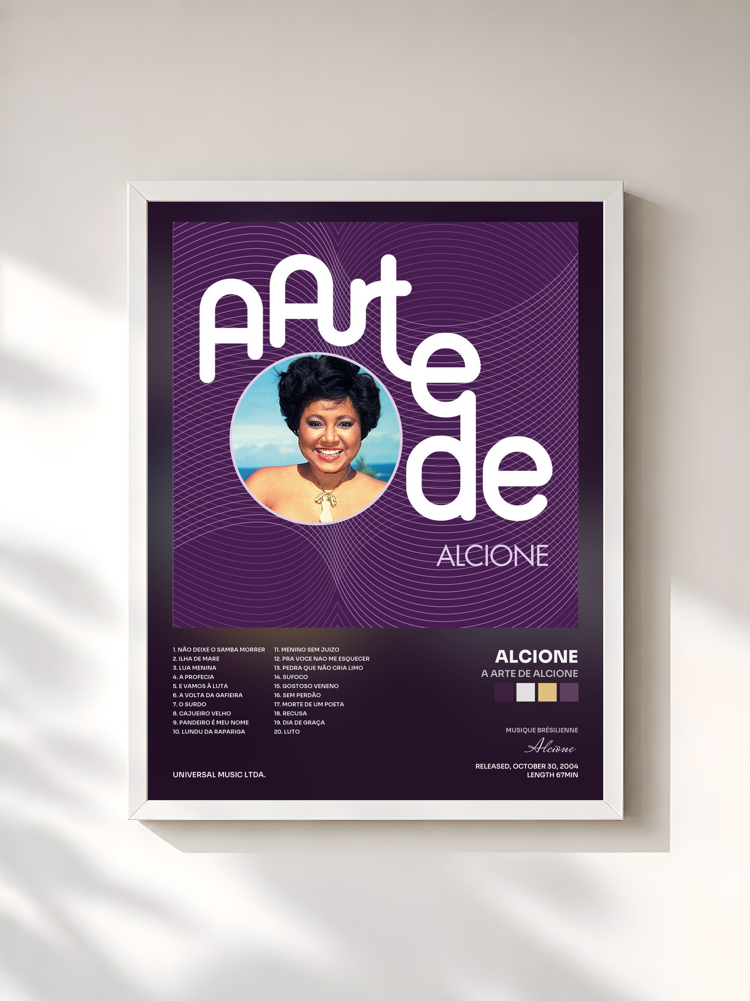 #blanc Tableau de l'album A Arte De Alcione de Alcione, cadre blanc, imprimé et encadré en France