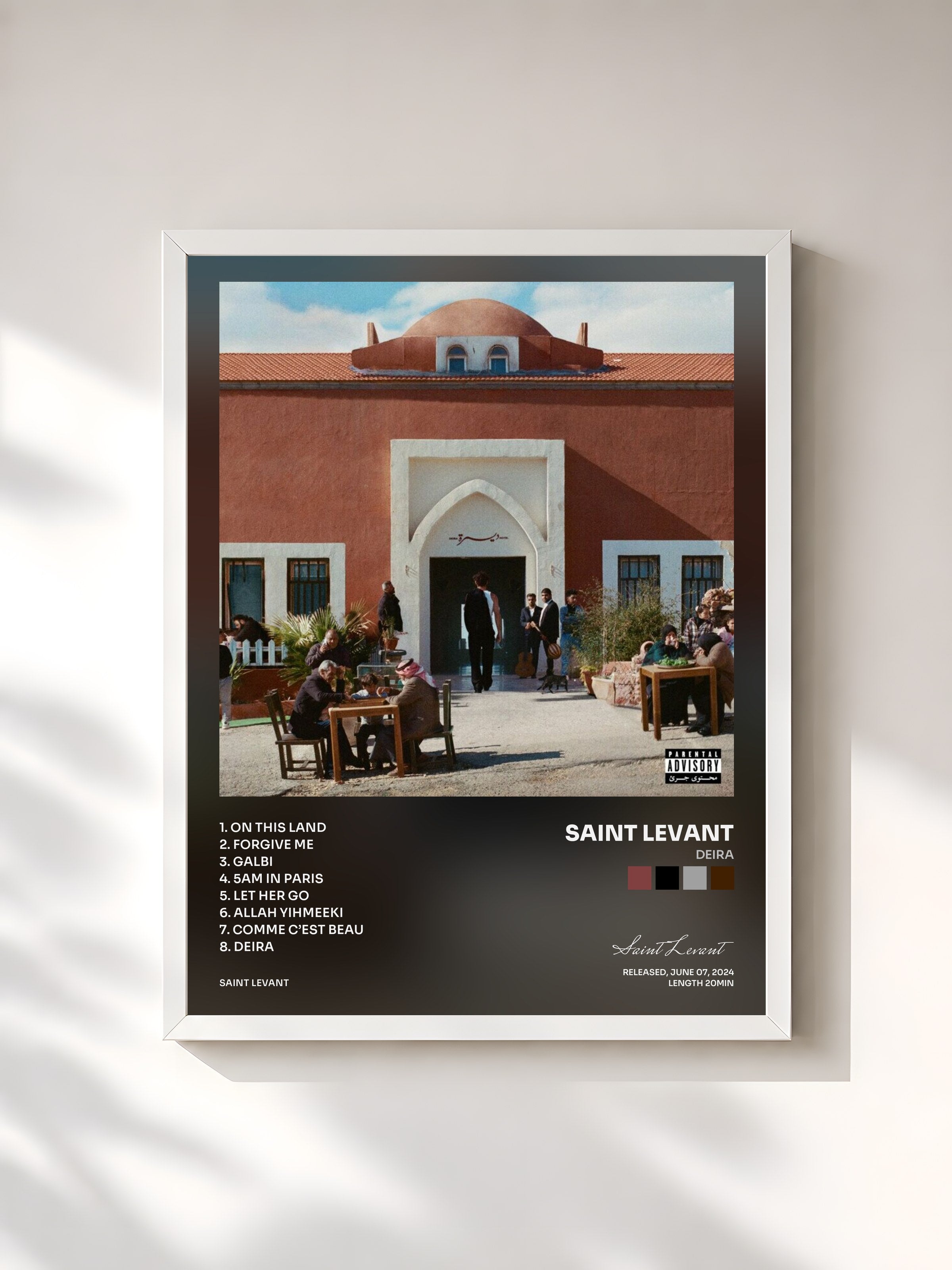 #blanc Tableau de l'album DEIRA de Saint Levant, cadre blanc, imprimé et encadré en France