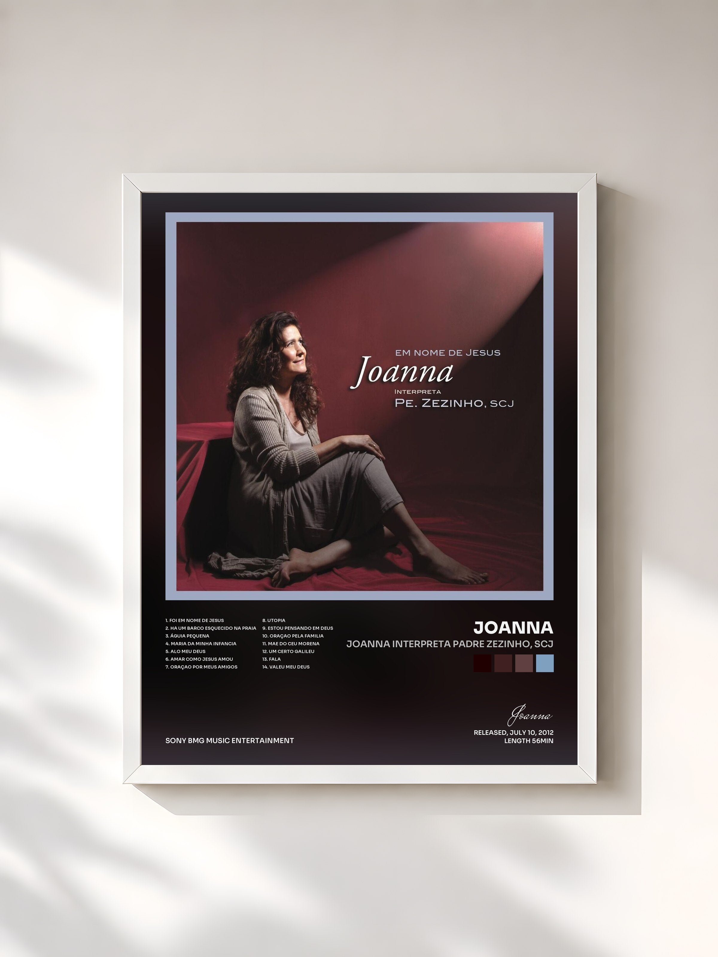 #blanc Tableau de l'album Joanna interpreta Padre Zezinho, SCJ de Joanna, cadre blanc, imprimé et encadré en France