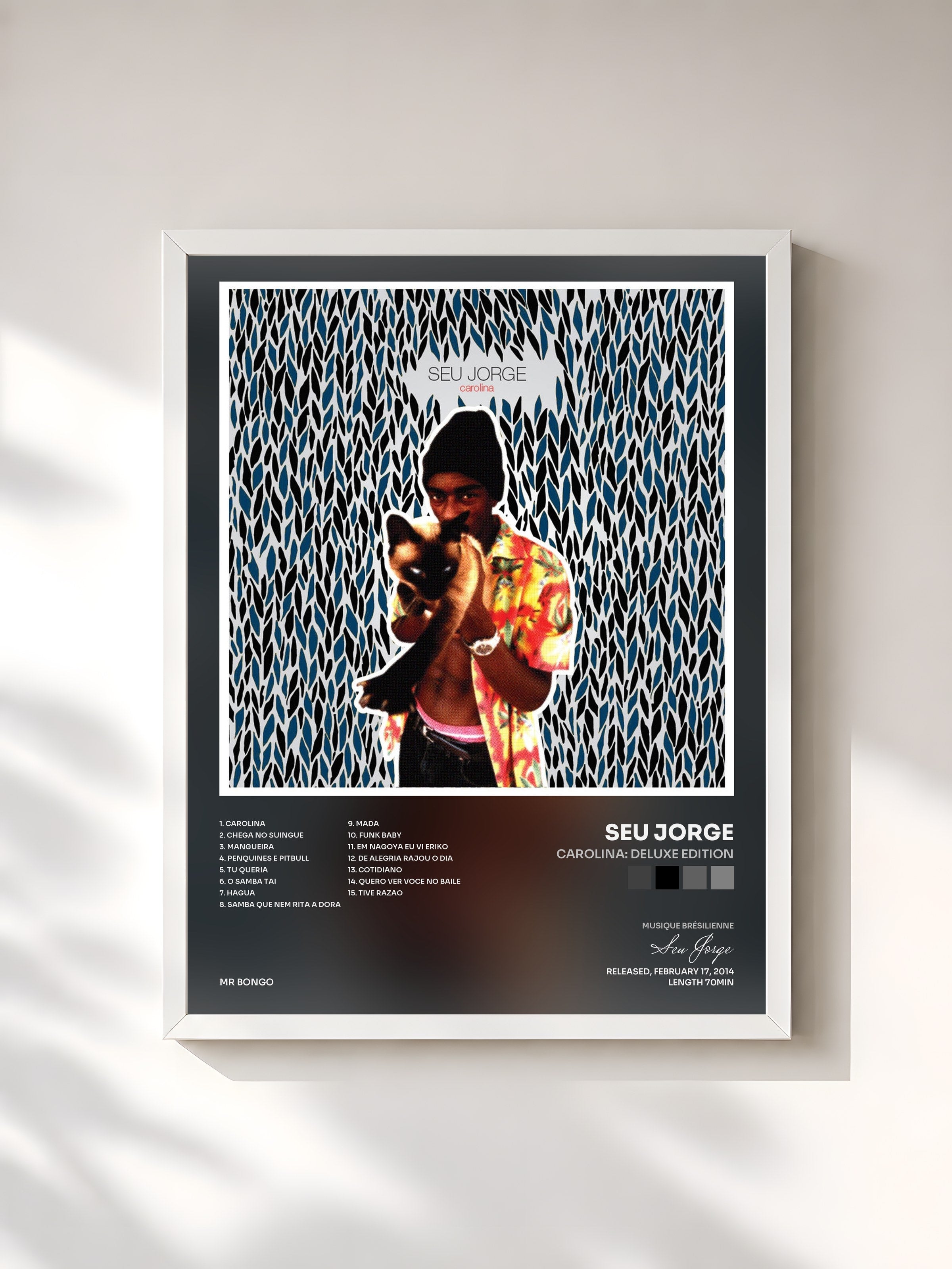 #blanc Tableau de l'album Carolina: Deluxe Edition de Seu Jorge, cadre blanc, imprimé et encadré en France
