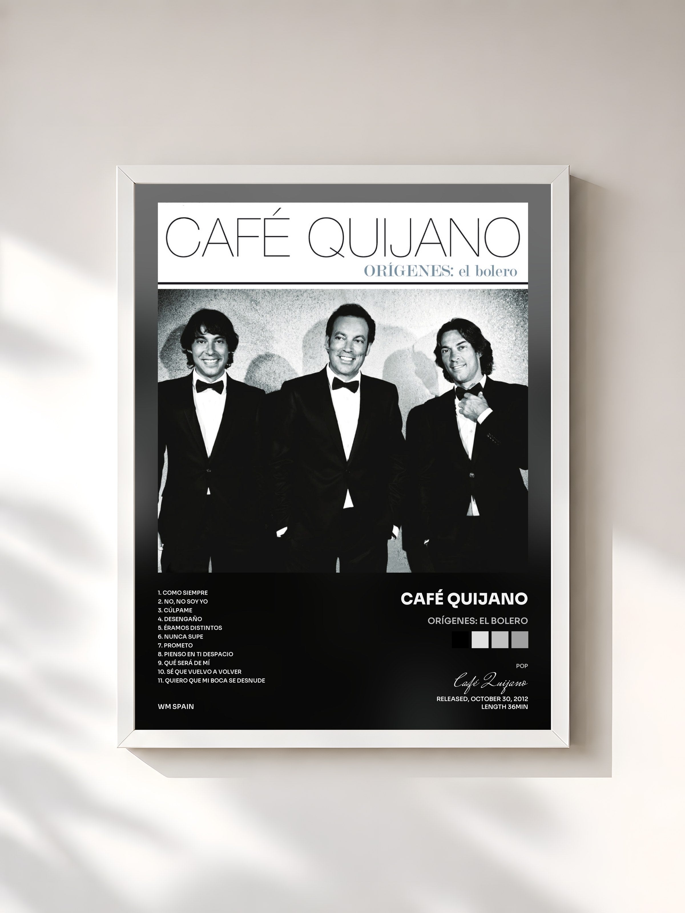 #blanc Tableau de l'album Orígenes: El Bolero de Café Quijano, cadre blanc, imprimé et encadré en France
