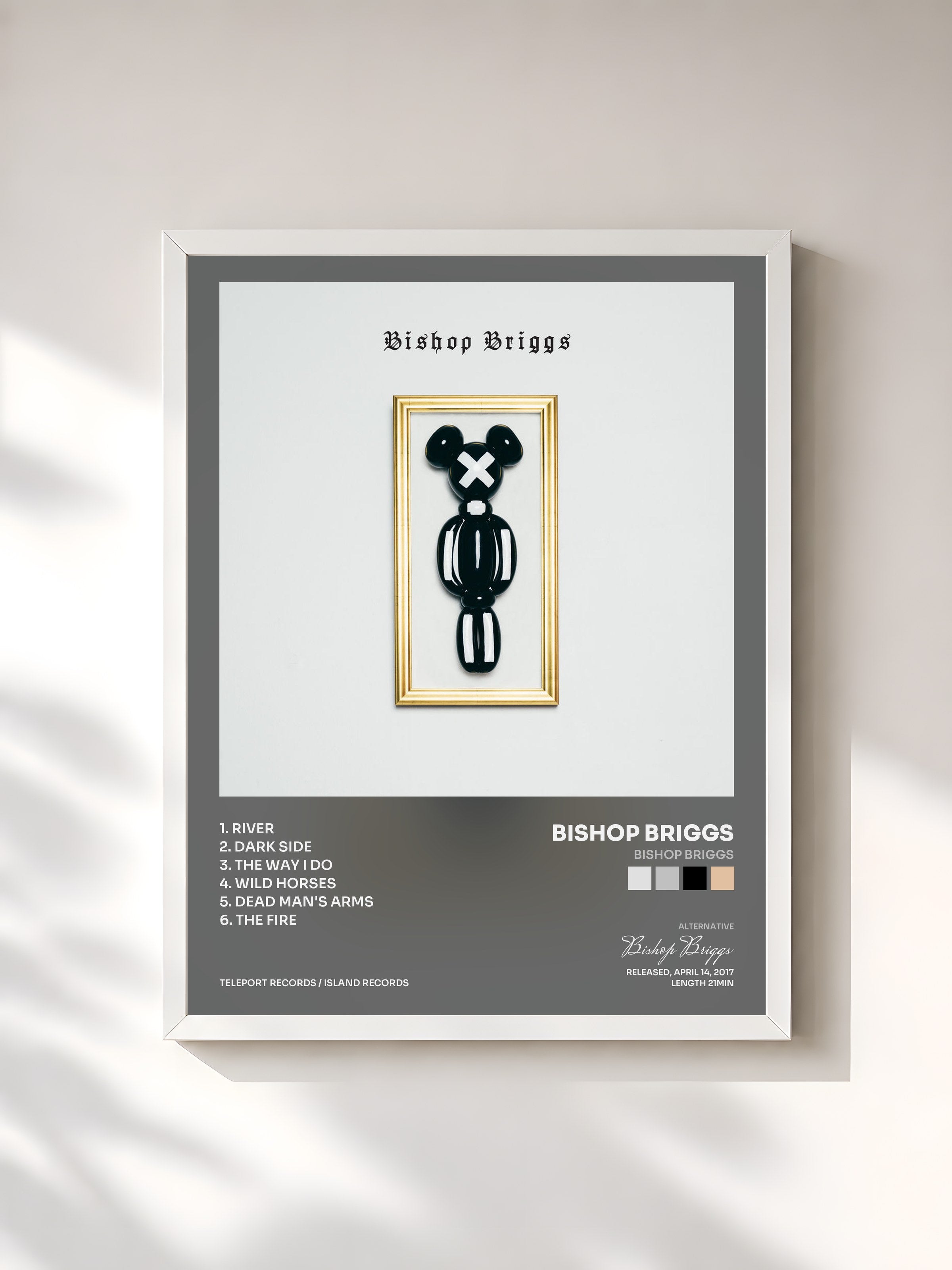 #blanc Tableau de l'album Bishop Briggs de Bishop Briggs, cadre blanc, imprimé et encadré en France