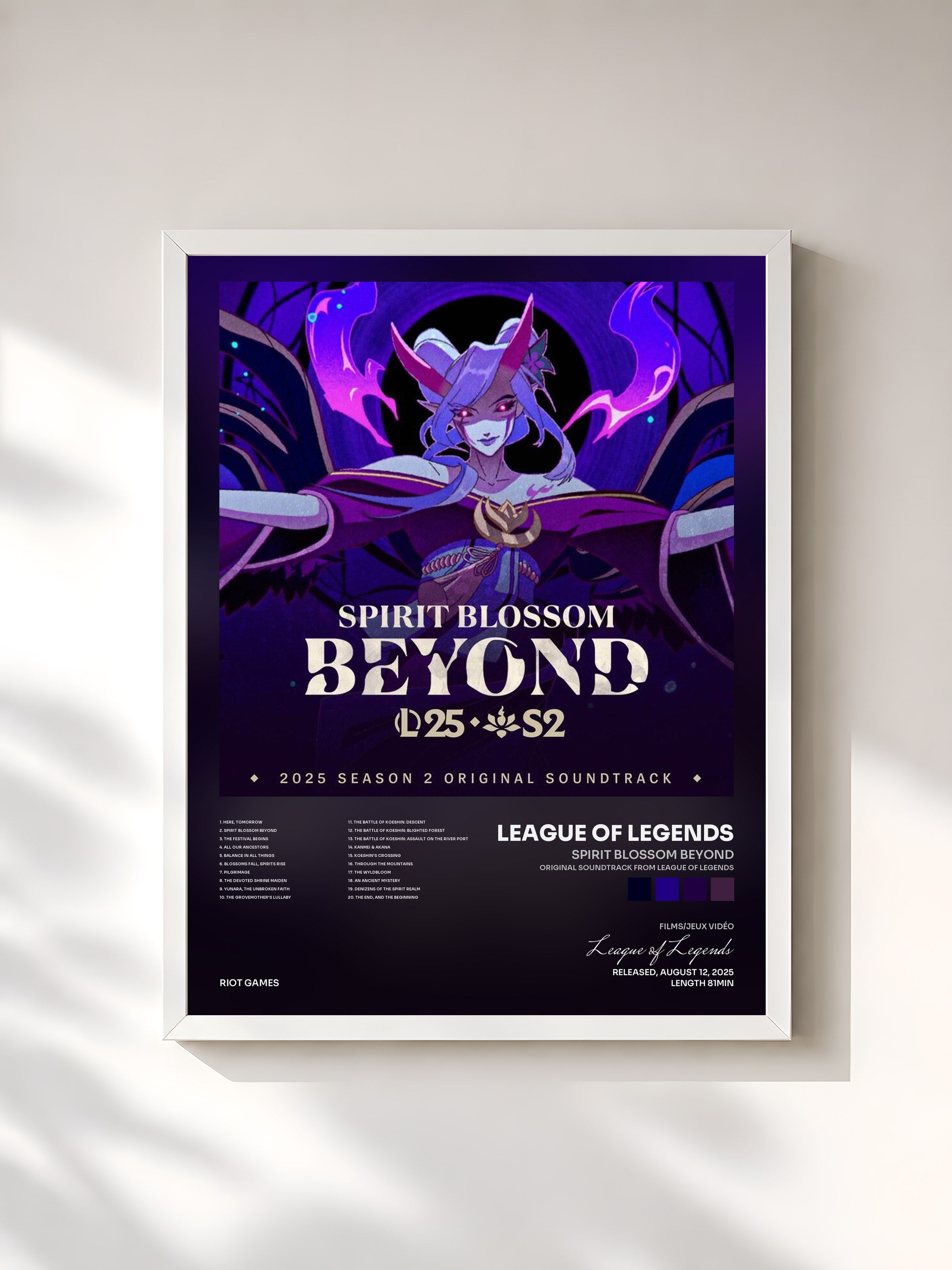 #blanc Tableau de l'album Spirit Blossom Beyond (Original Soundtrack from League of Legends) de League of Legends, cadre blanc, imprimé et encadré en France