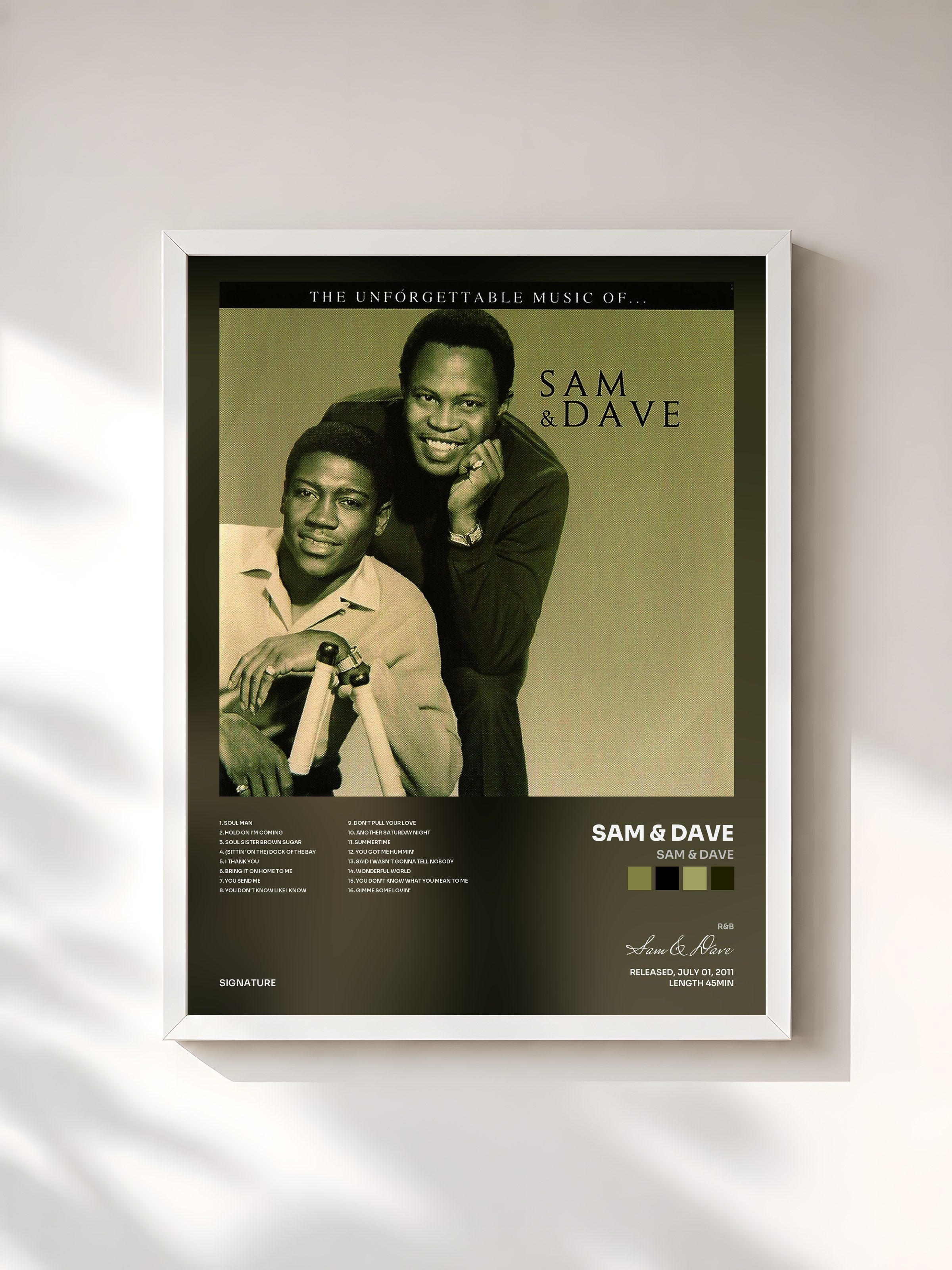 #blanc Tableau de l'album Sam & Dave de Sam & Dave, cadre blanc, imprimé et encadré en France