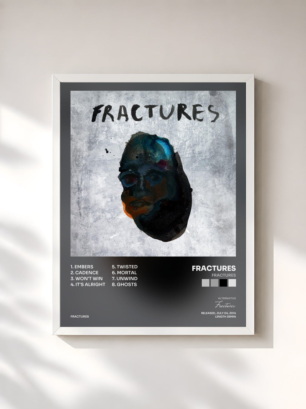 #blanc Tableau de l'album Fractures de Fractures, cadre blanc, imprimé et encadré en France