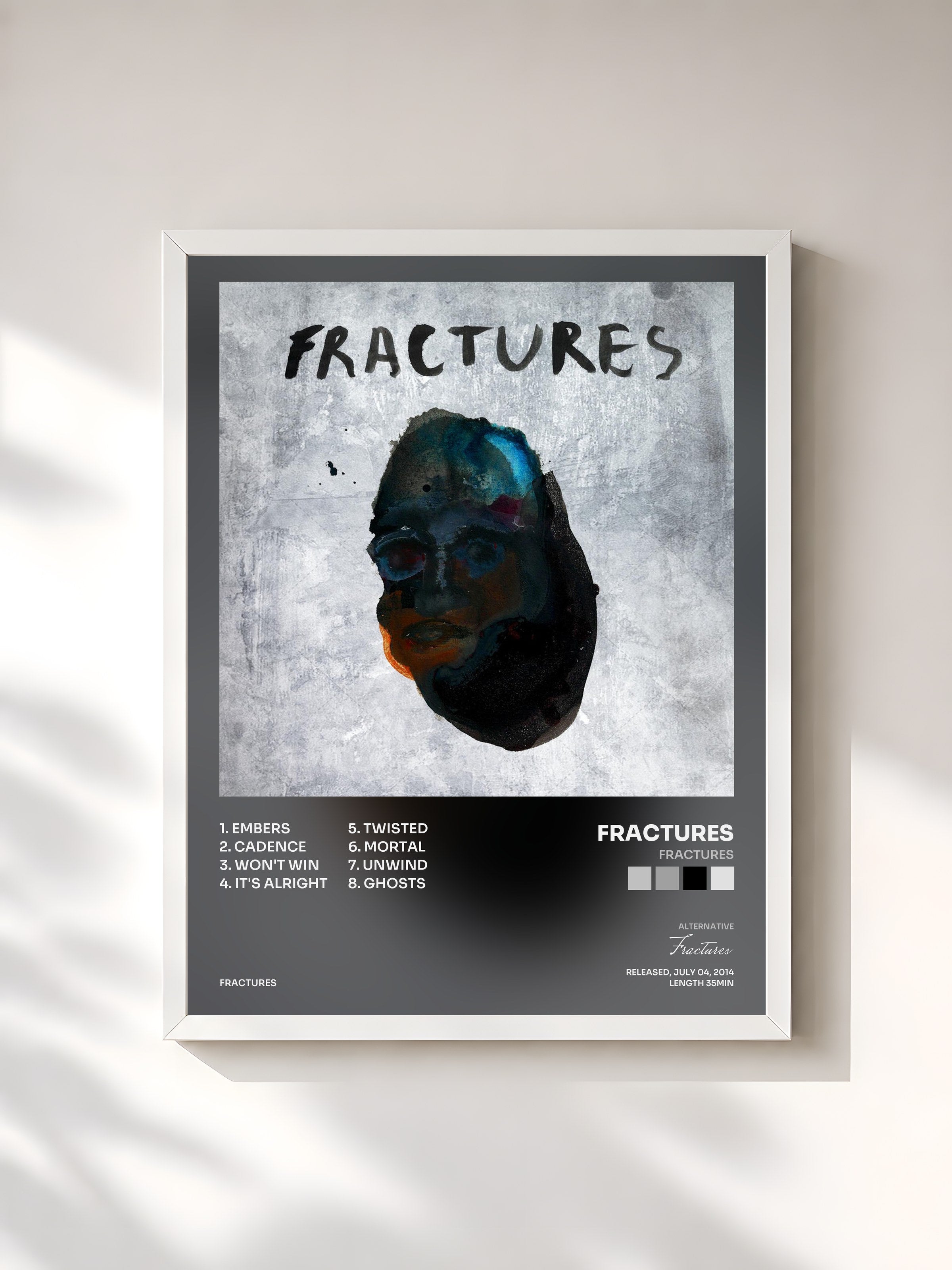 #blanc Tableau de l'album Fractures de Fractures, cadre blanc, imprimé et encadré en France