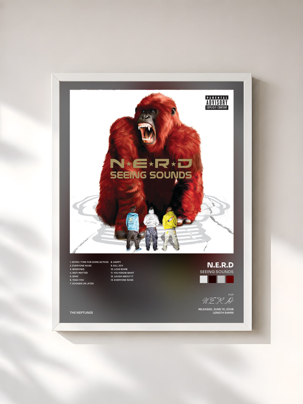 #blanc Seeing Sounds by N.E.R.D as a framed art print, white frame, printed and framed in France