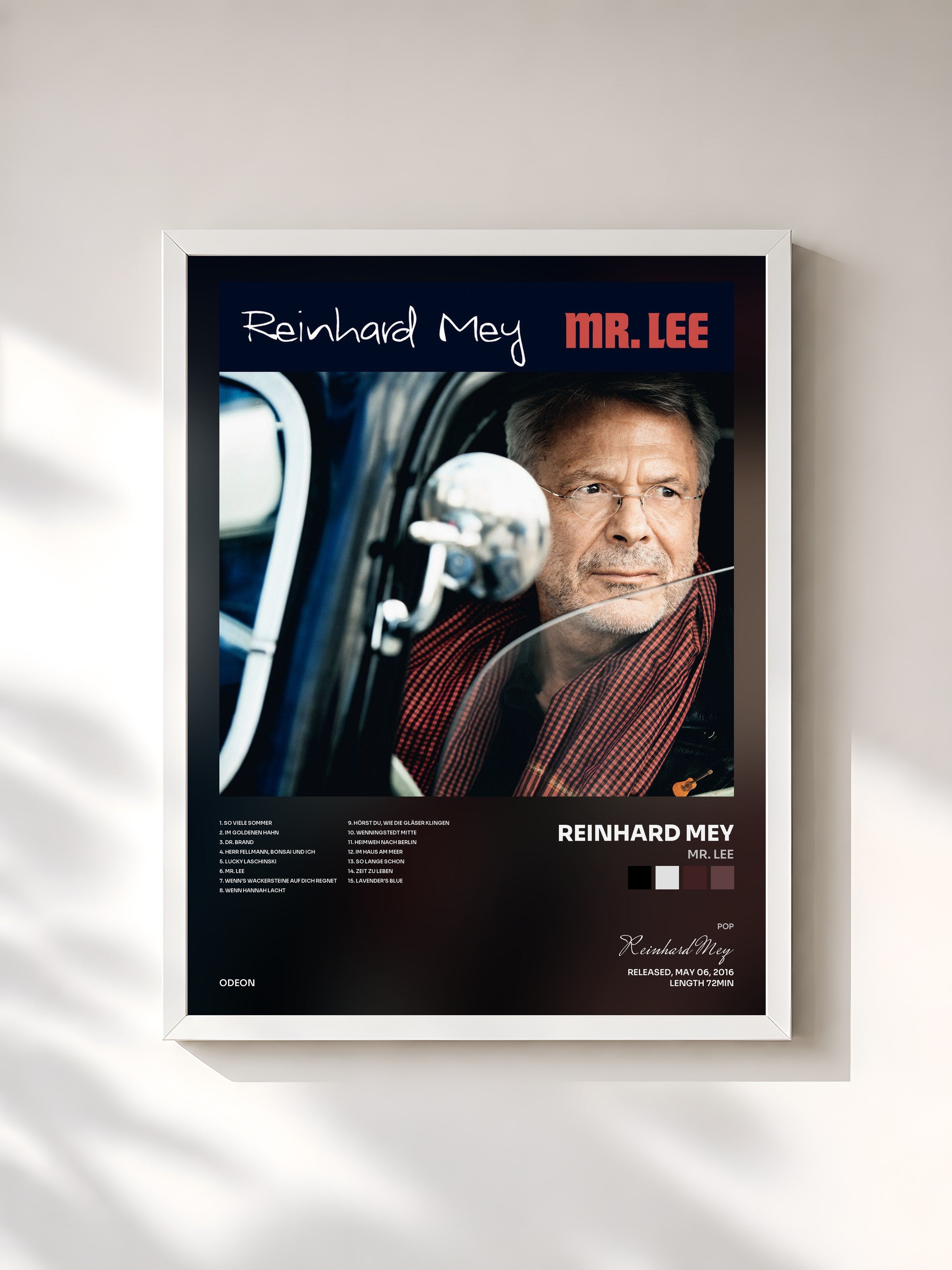 #blanc Tableau de l'album Mr. Lee de Reinhard Mey, cadre blanc, imprimé et encadré en France