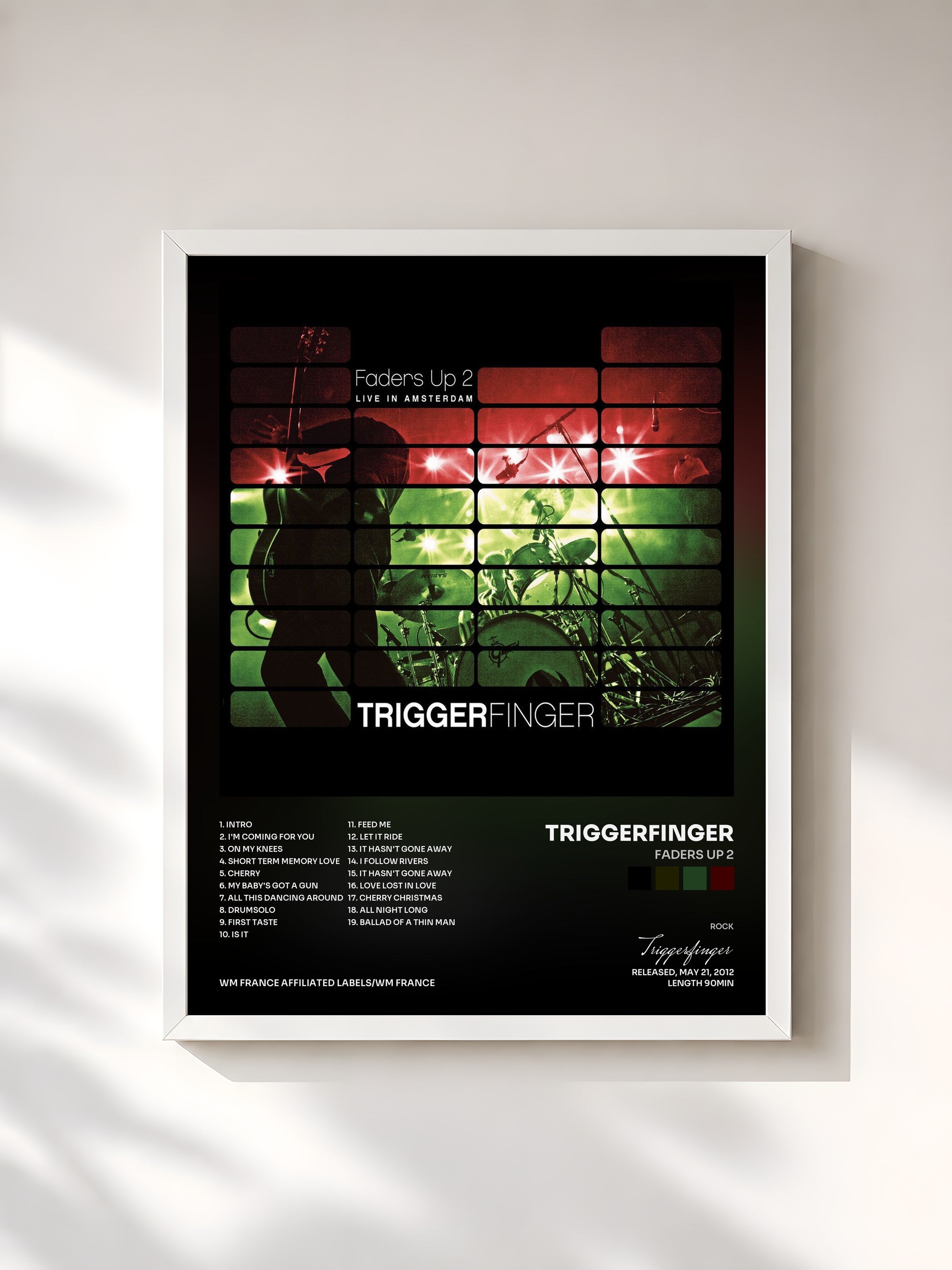 #blanc Tableau de l'album Faders Up 2 de Triggerfinger, cadre blanc, imprimé et encadré en France