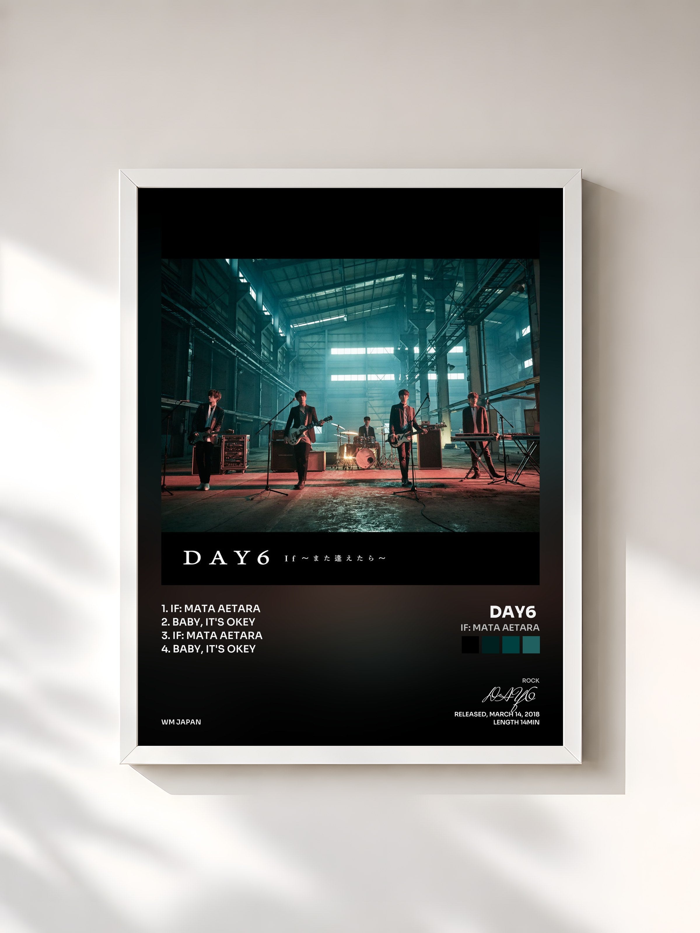 #blanc Tableau de l'album If: Mata Aetara de DAY6 , cadre blanc, imprimé et encadré en France
