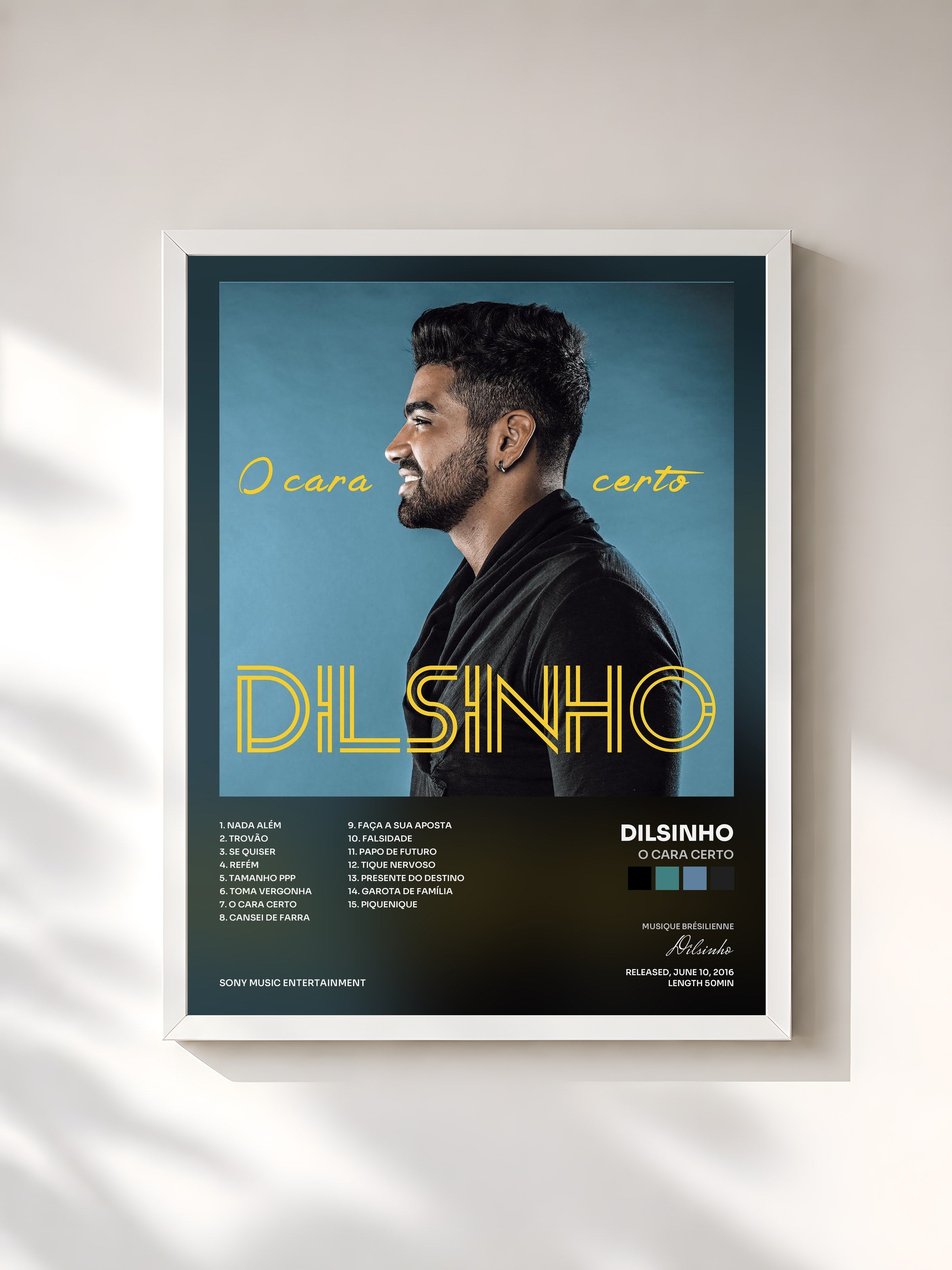 #blanc Tableau de l'album O Cara Certo de Dilsinho, cadre blanc, imprimé et encadré en France