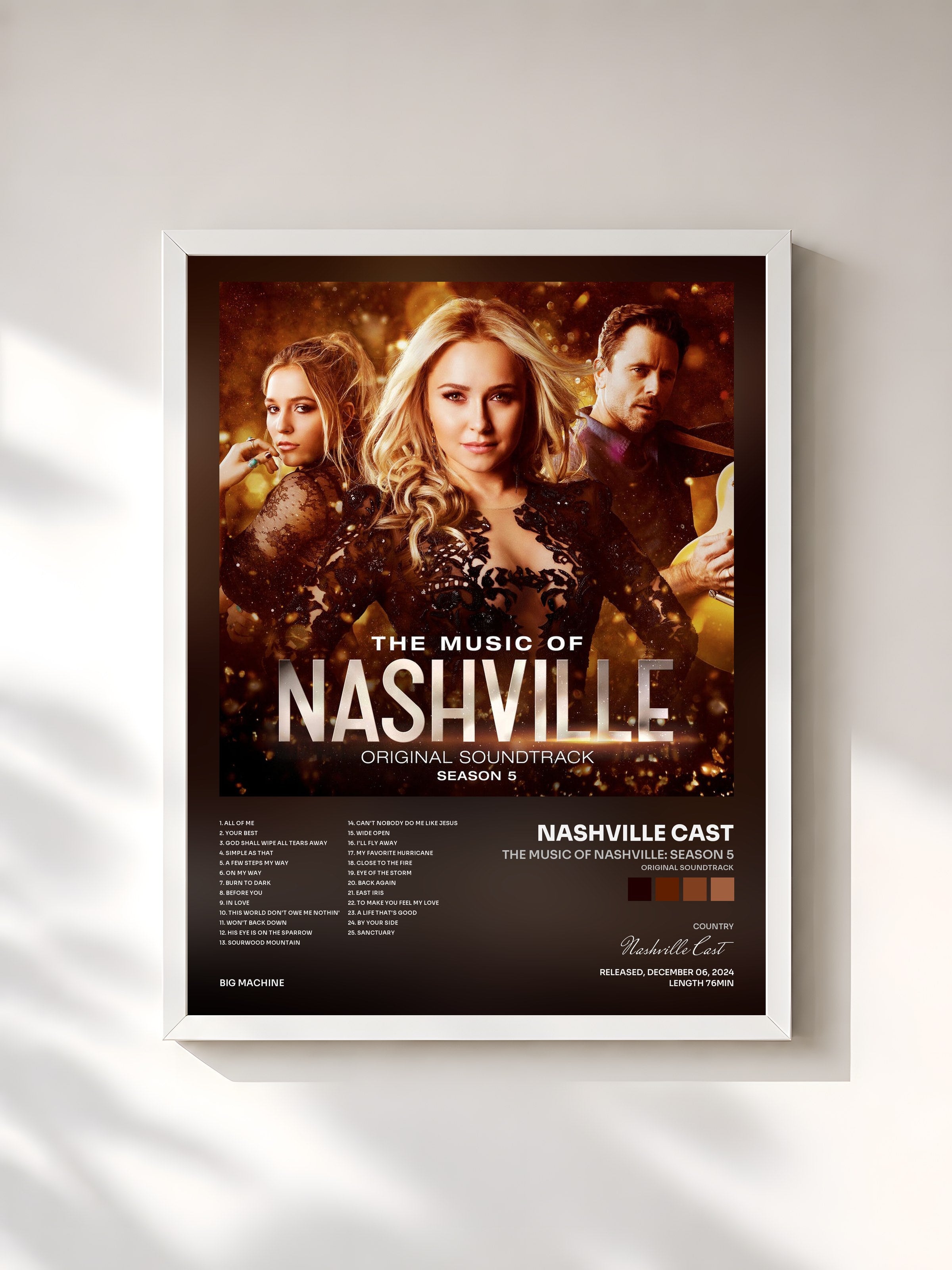 #blanc Tableau de l'album The Music Of Nashville: Season 5 (Original Soundtrack) de Nashville Cast, cadre blanc, imprimé et encadré en France