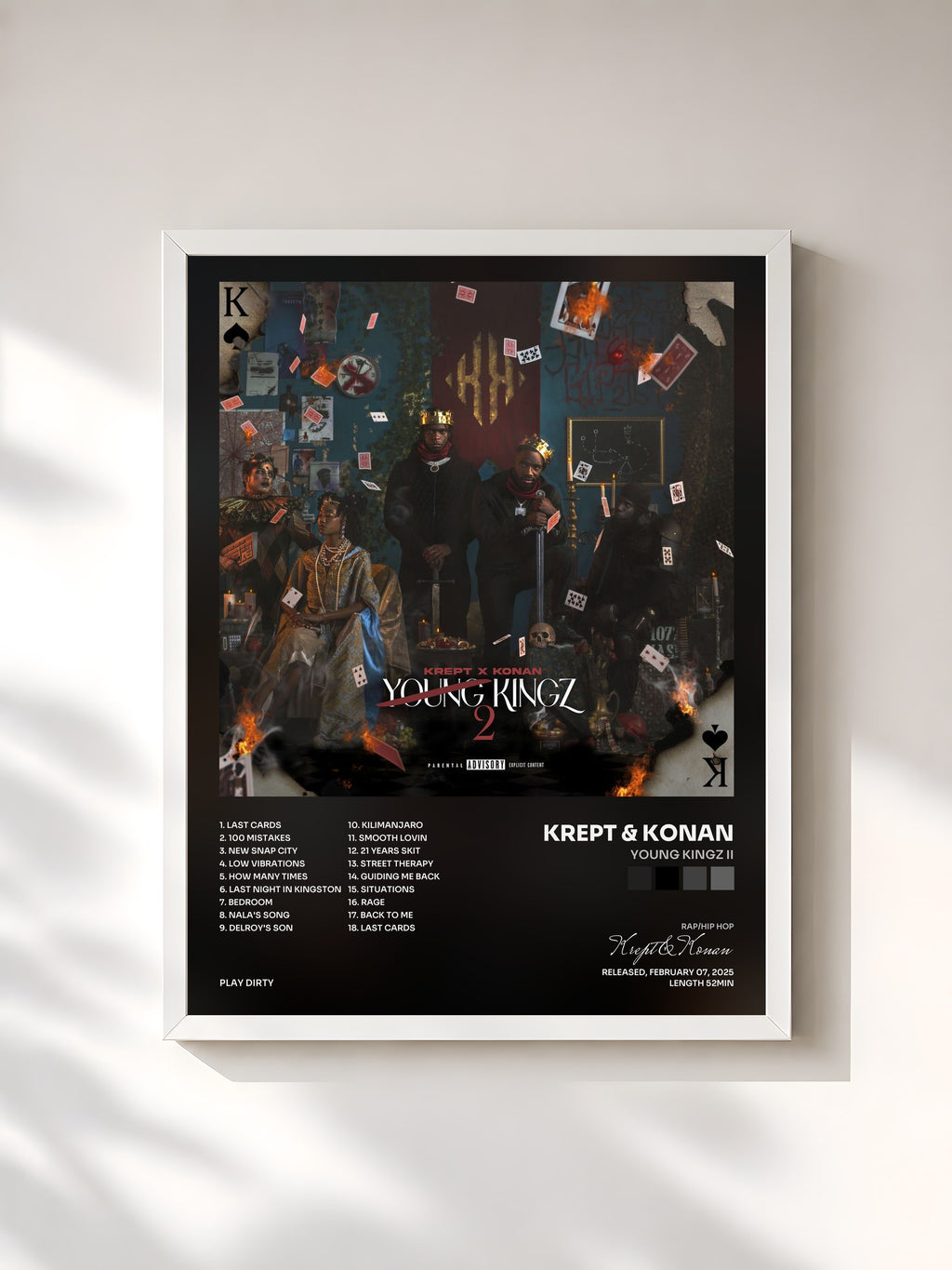 #blanc Young Kingz II by Krept & Konan as a framed art print, white frame, printed and framed in France