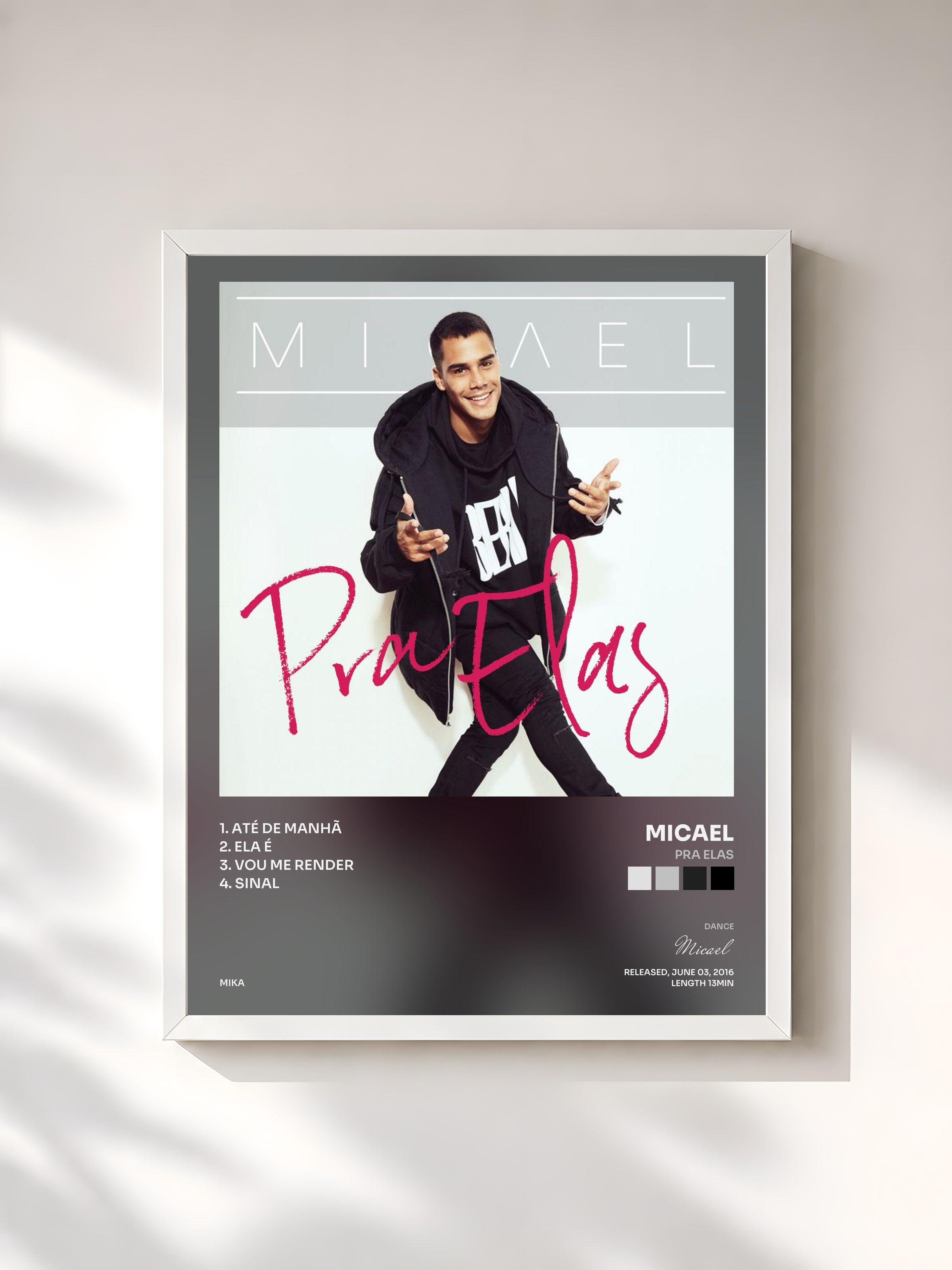 #blanc Tableau de l'album Pra Elas de Micael, cadre blanc, imprimé et encadré en France