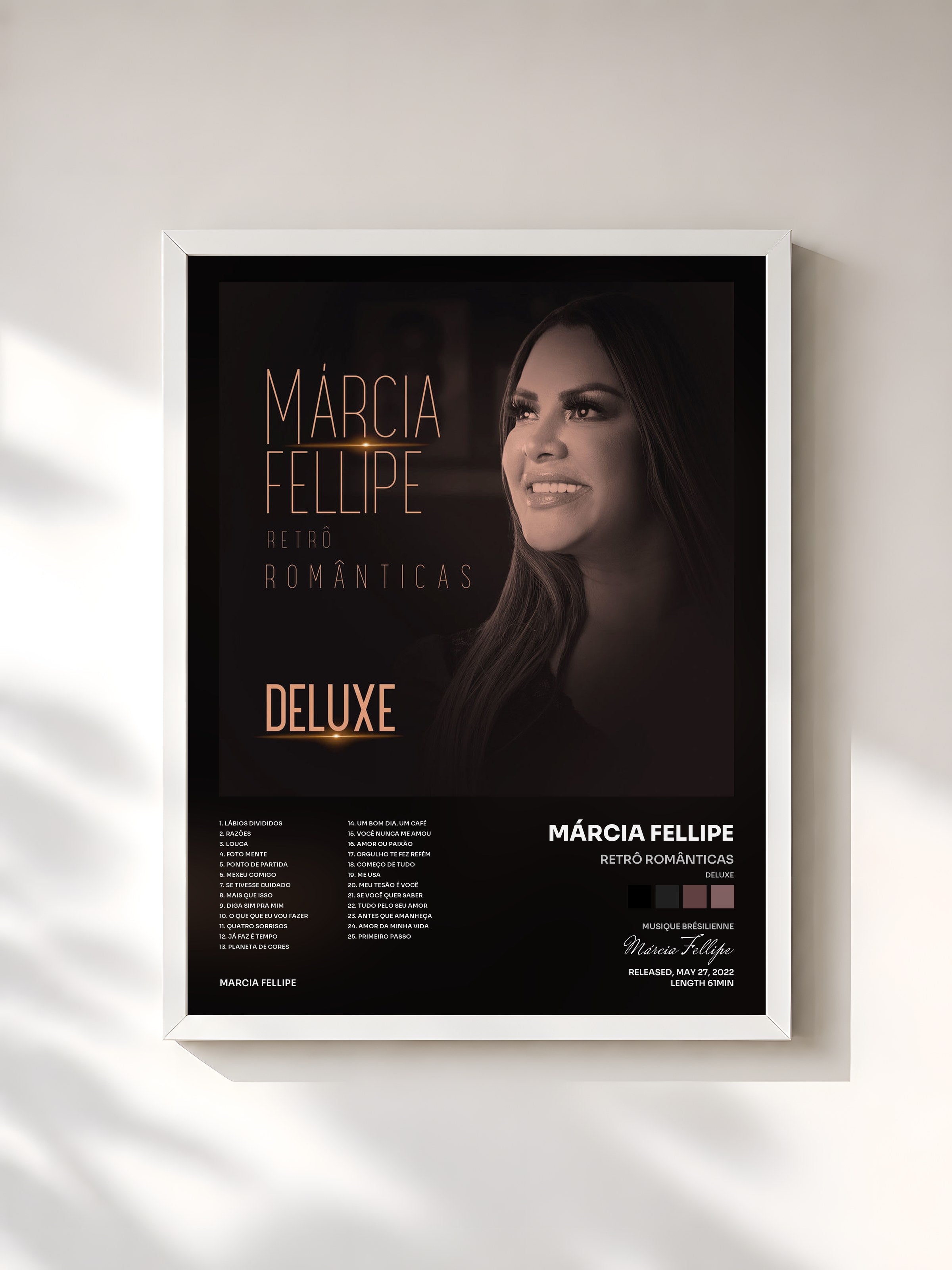#blanc Tableau de l'album Retrô Românticas (DELUXE) de Márcia Fellipe, cadre blanc, imprimé et encadré en France