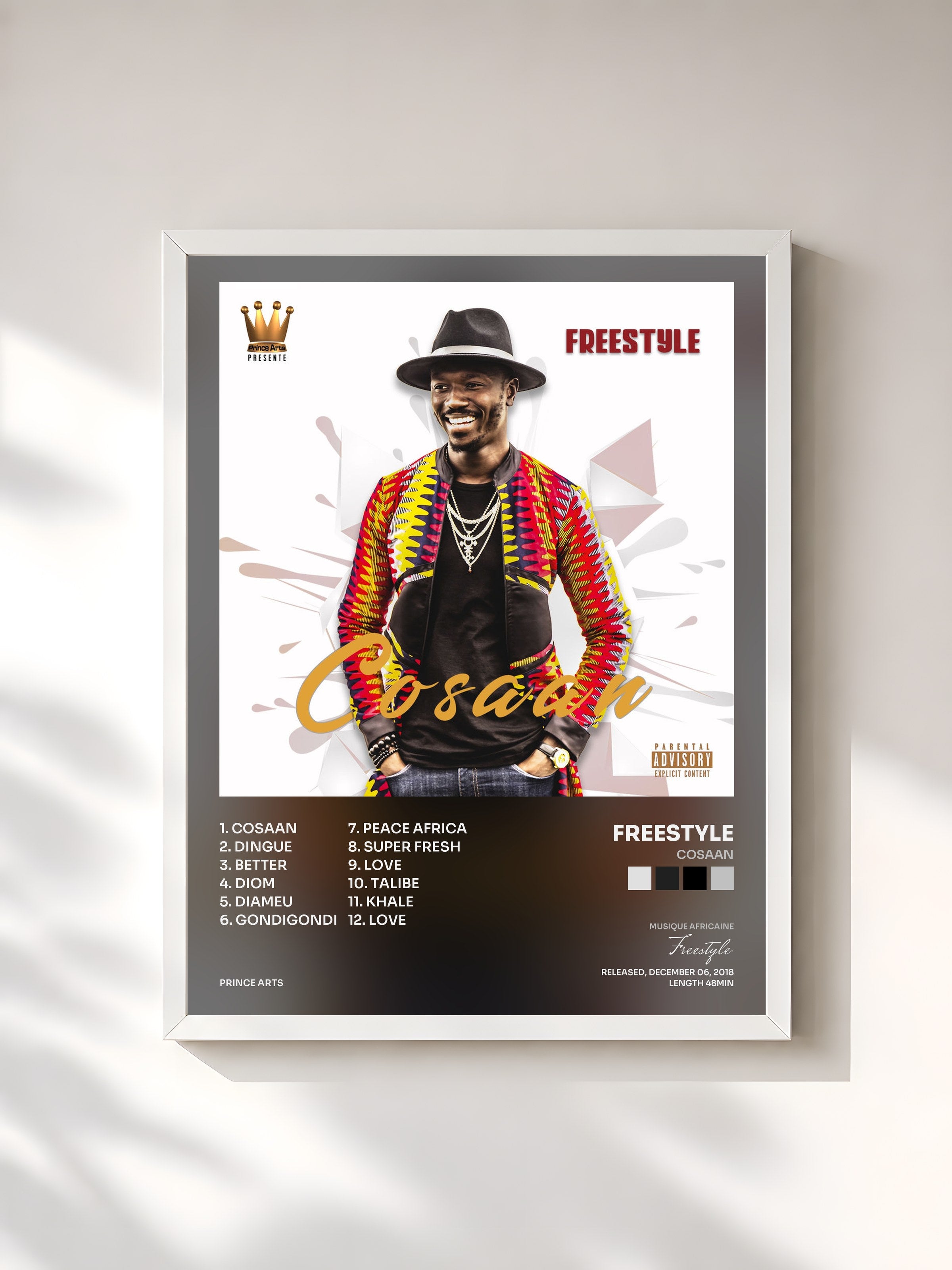 #blanc Tableau de l'album Cosaan de Freestyle, cadre blanc, imprimé et encadré en France