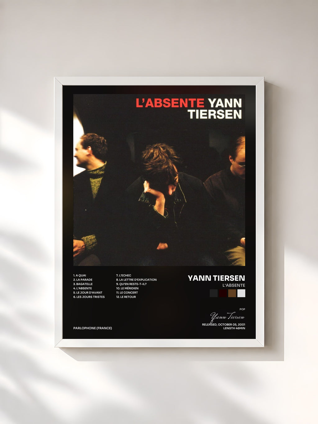 #blanc Tableau de l'album L'absente de Yann Tiersen, cadre blanc, imprimé et encadré en France