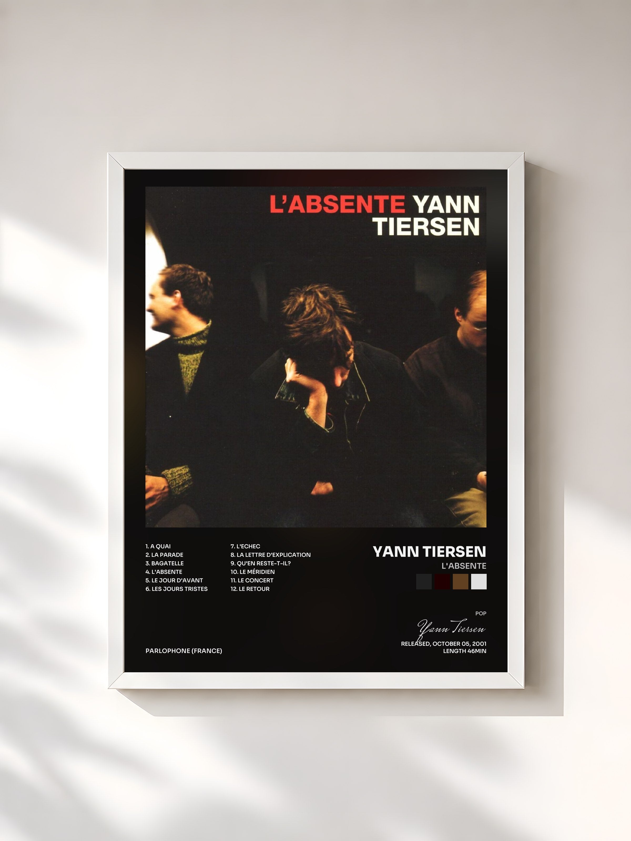 #blanc Tableau de l'album L'absente de Yann Tiersen, cadre blanc, imprimé et encadré en France