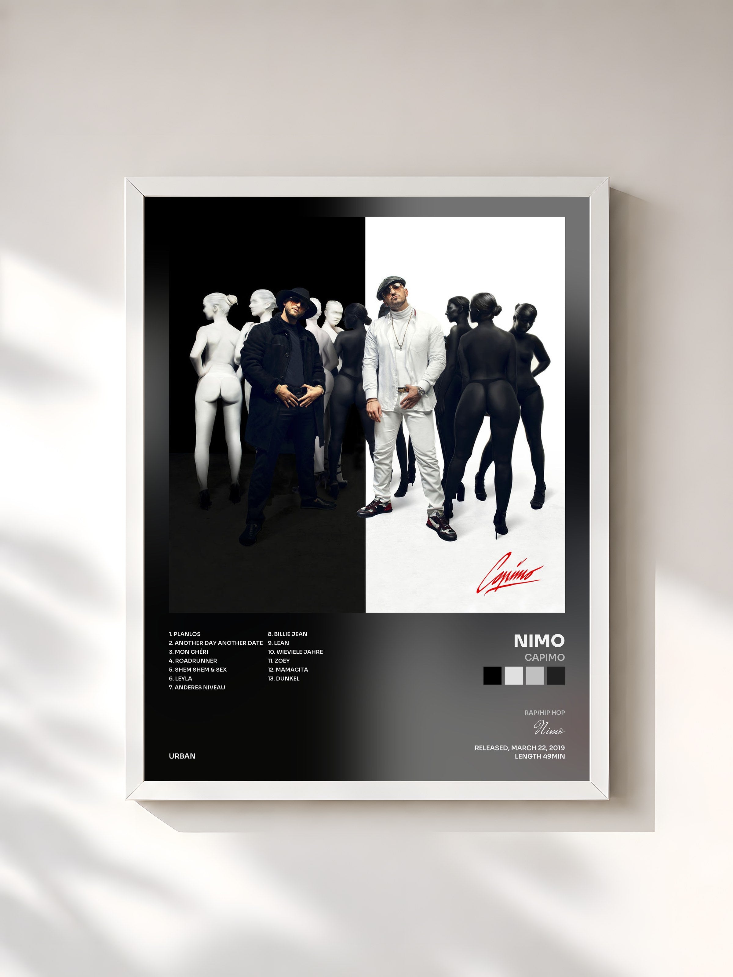 #blanc Tableau de l'album Capimo de Nimo, cadre blanc, imprimé et encadré en France