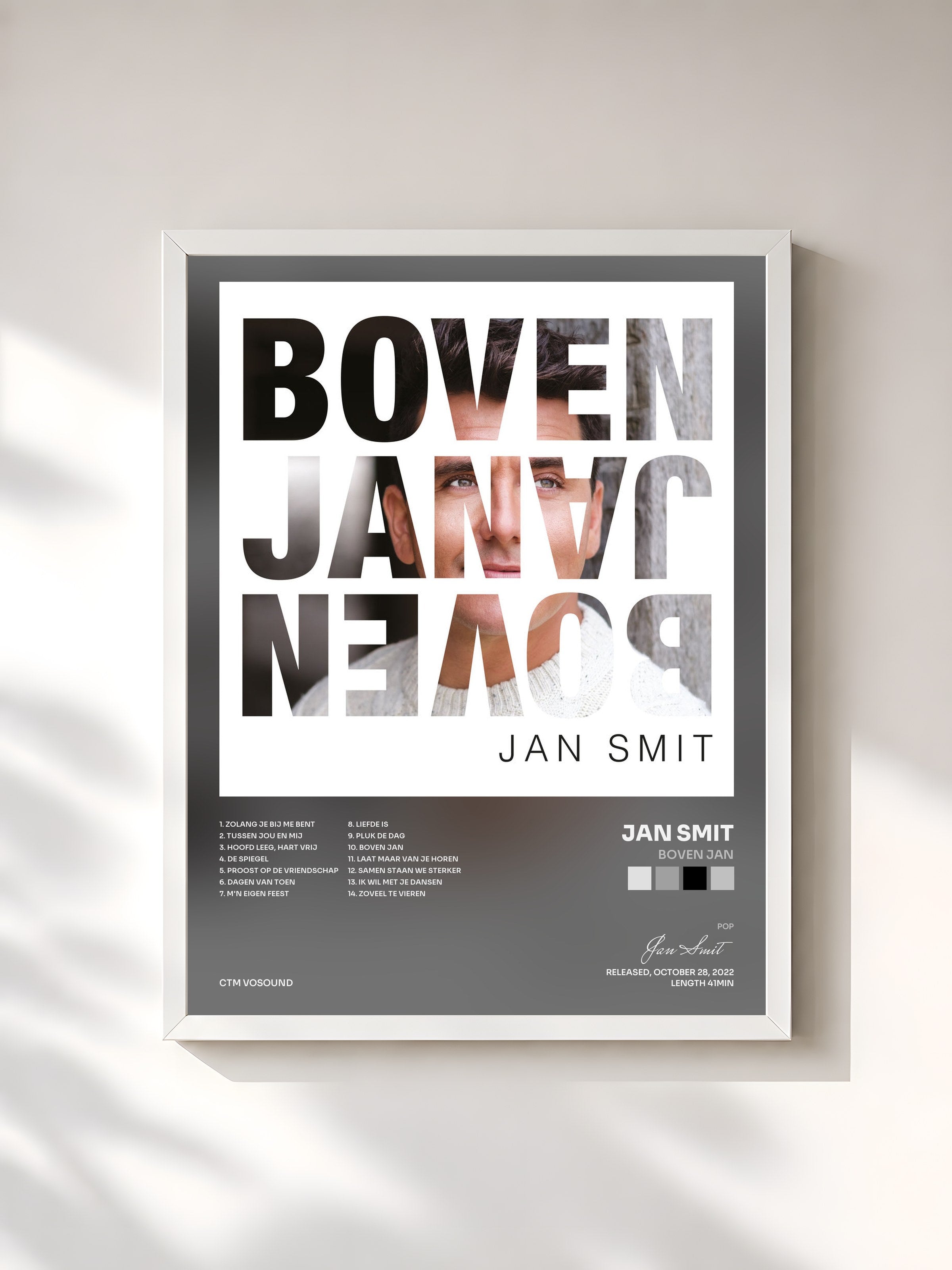 #blanc Tableau de l'album Boven Jan de Jan Smit, cadre blanc, imprimé et encadré en France
