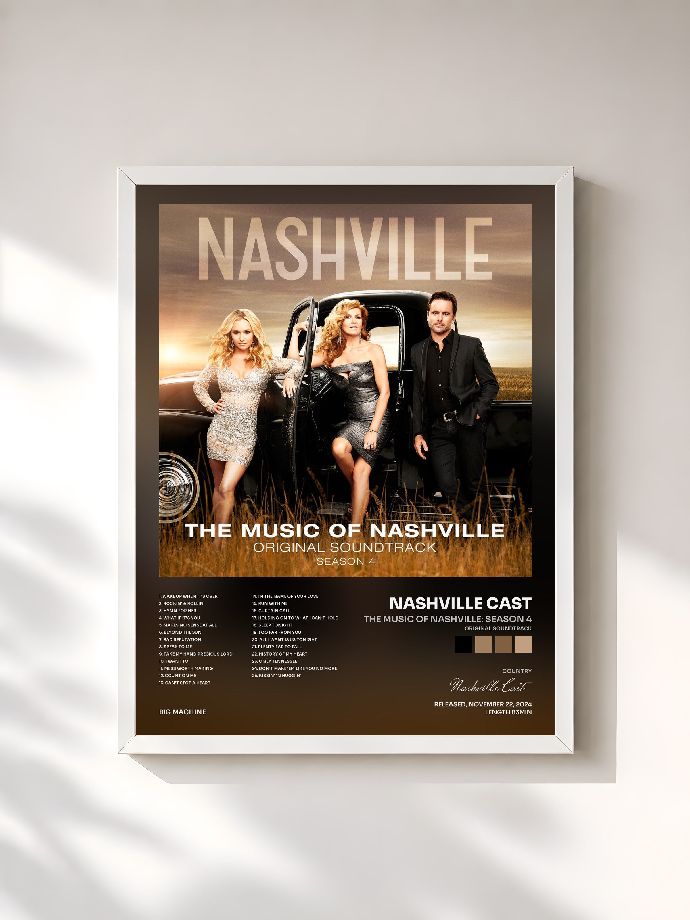 #blanc Tableau de l'album The Music Of Nashville: Season 4 (Original Soundtrack) de Nashville Cast, cadre blanc, imprimé et encadré en France