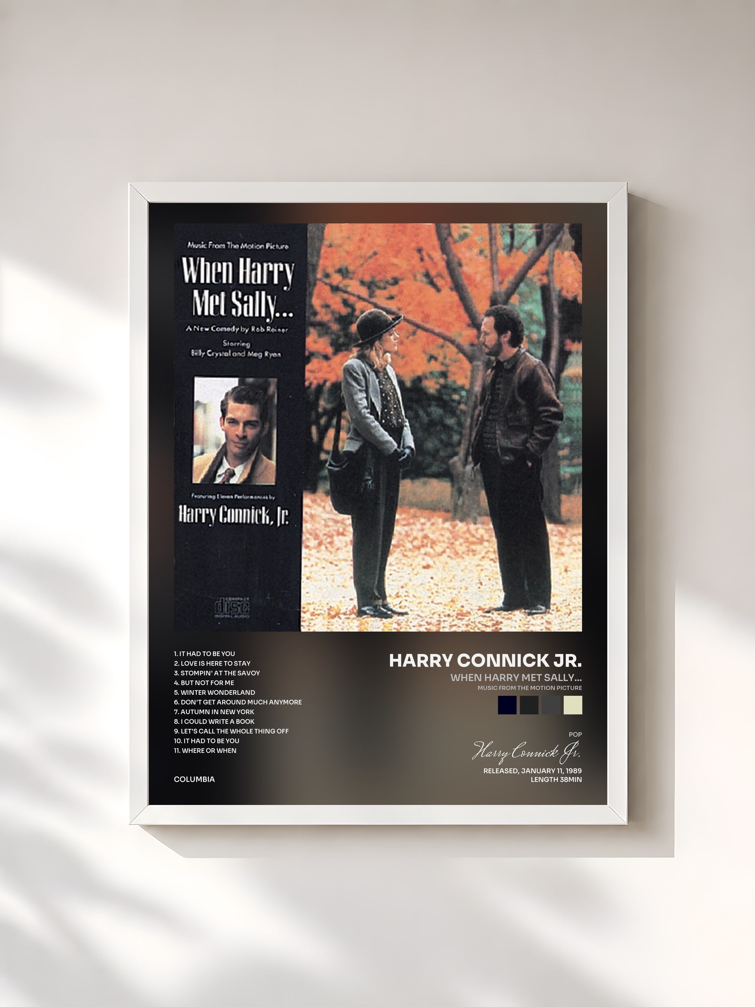 #blanc Tableau de l'album When Harry Met Sally... (Music from the Motion Picture) de Harry Connick Jr., cadre blanc, imprimé et encadré en France