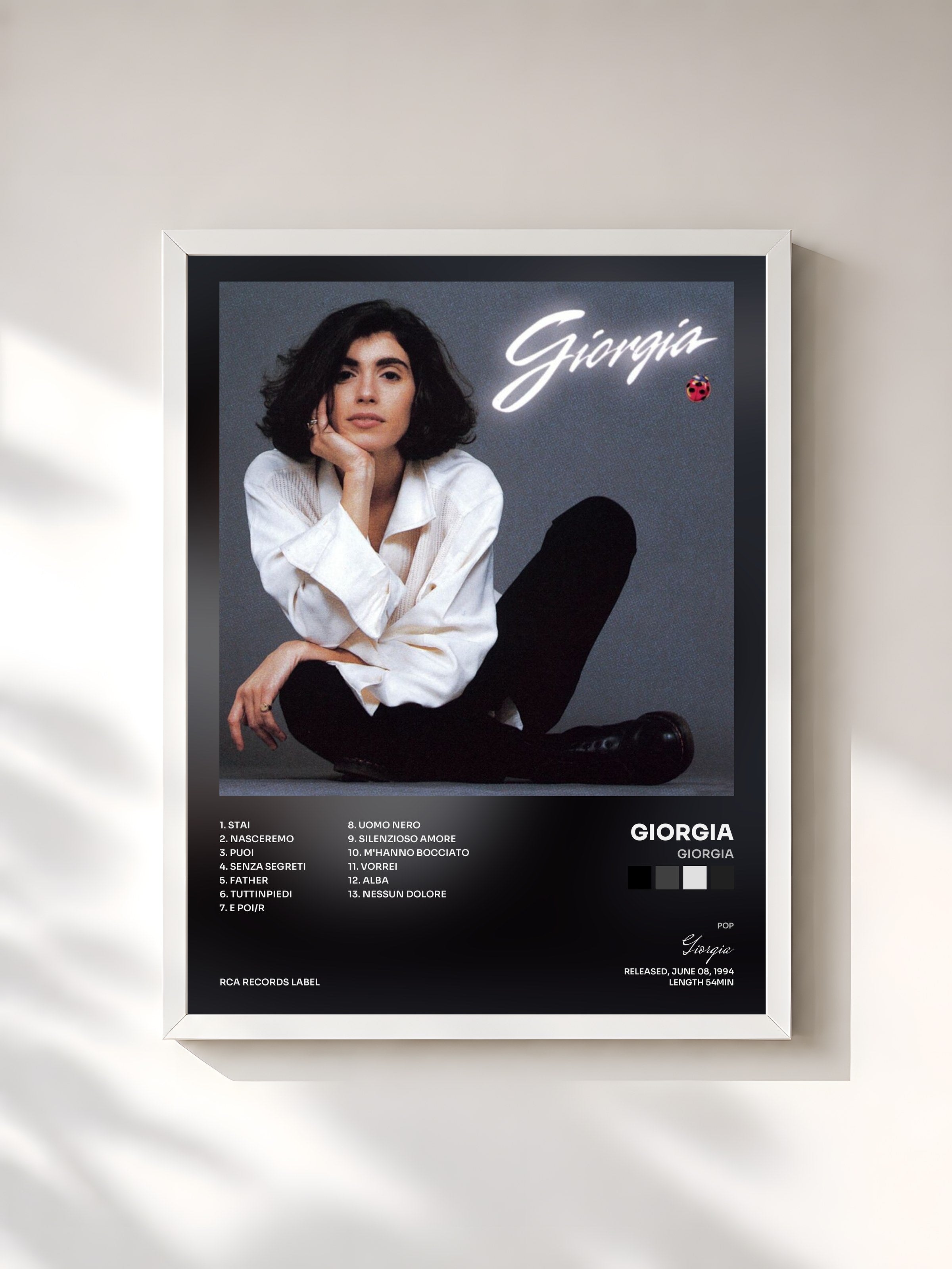 #blanc Tableau de l'album Giorgia de Giorgia, cadre blanc, imprimé et encadré en France