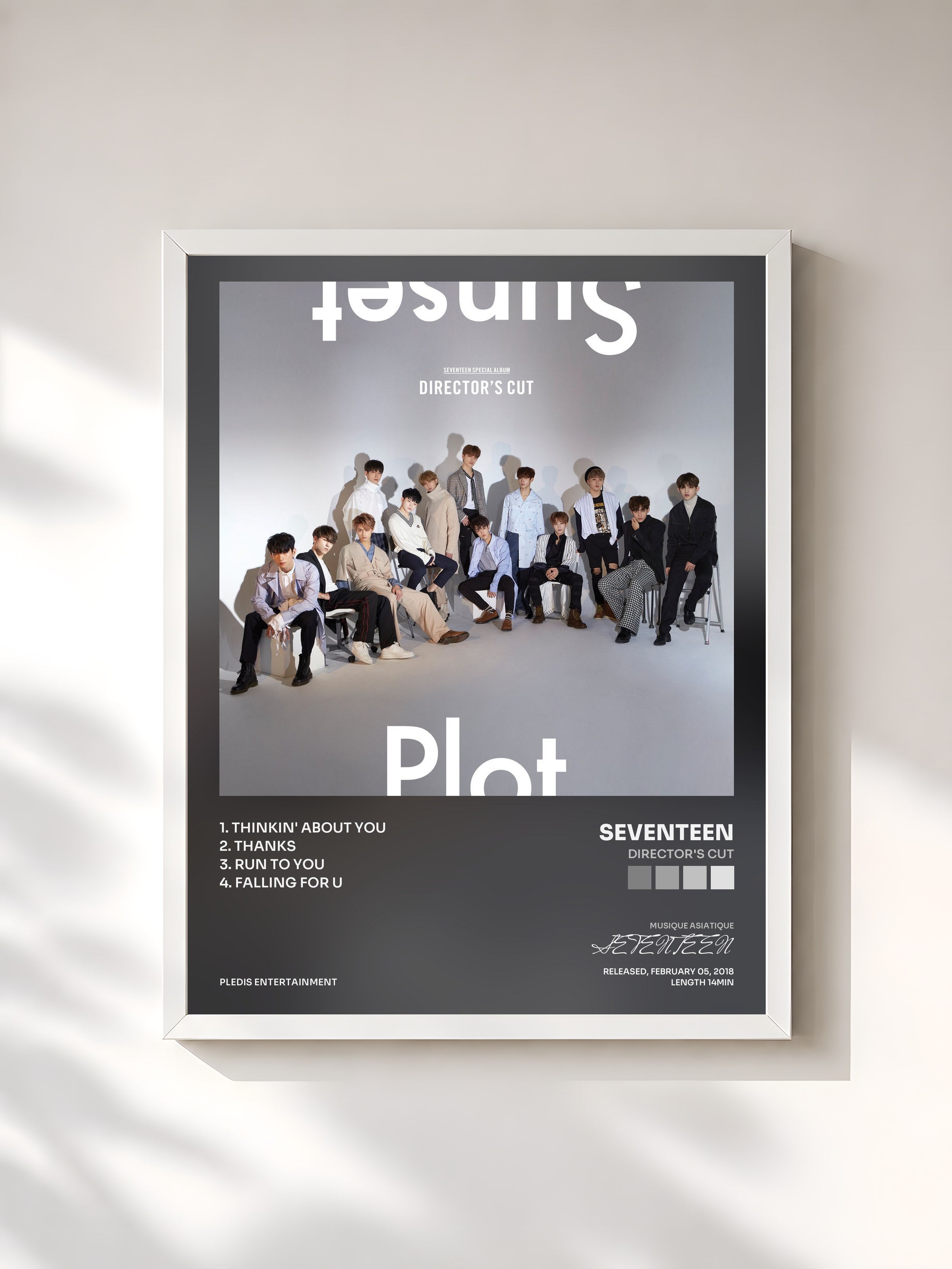 #blanc Tableau de l'album DIRECTOR'S CUT de SEVENTEEN, cadre blanc, imprimé et encadré en France