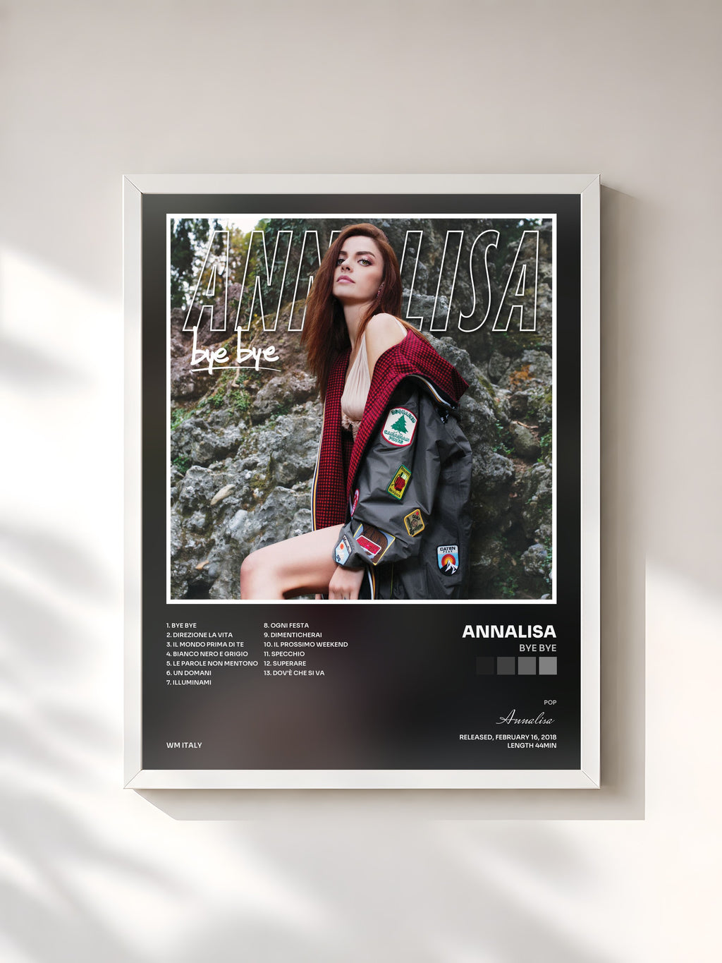 #blanc Tableau de l'album Bye Bye de Annalisa, cadre blanc, imprimé et encadré en France