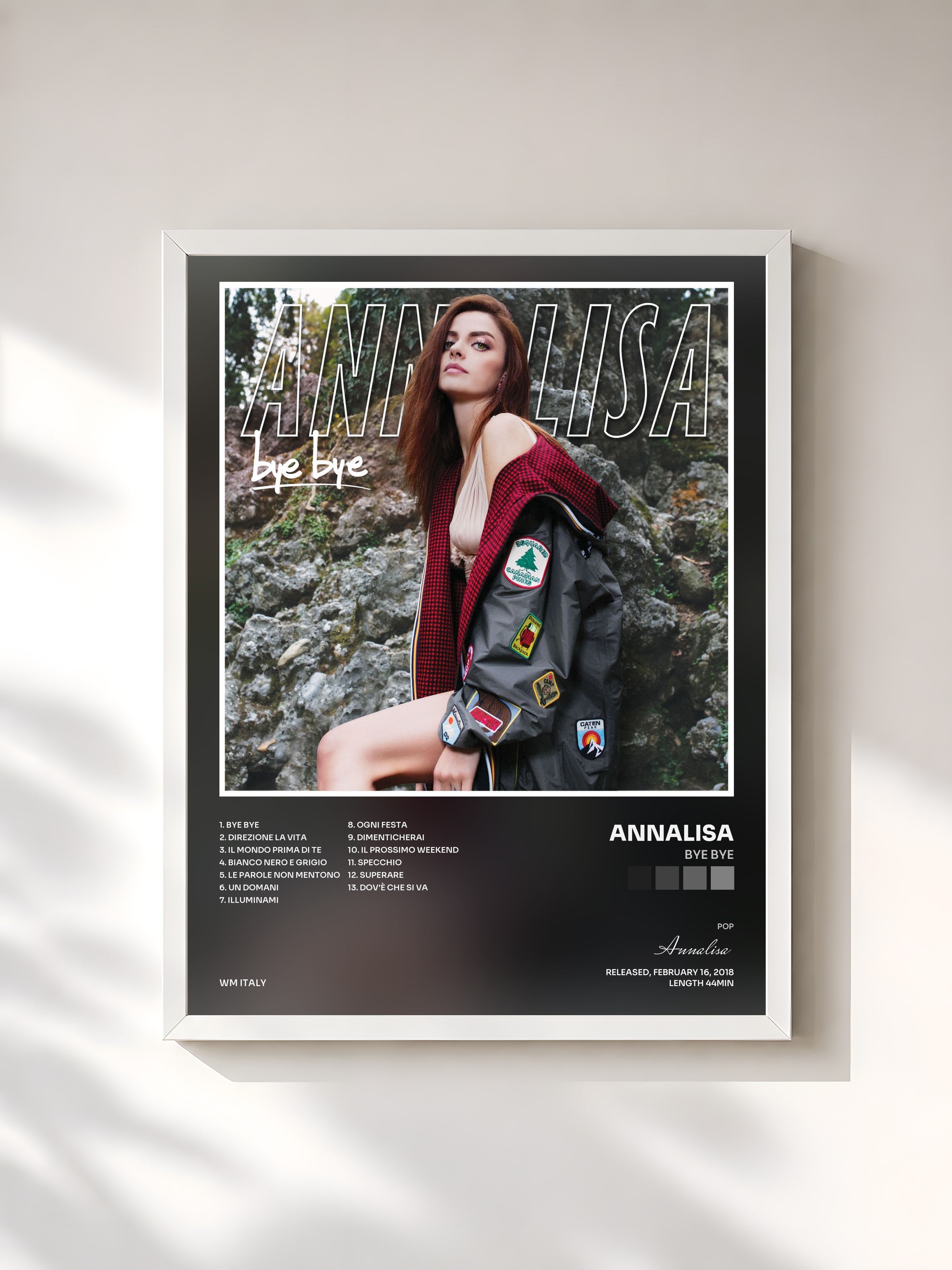 #blanc Tableau de l'album Bye Bye de Annalisa, cadre blanc, imprimé et encadré en France