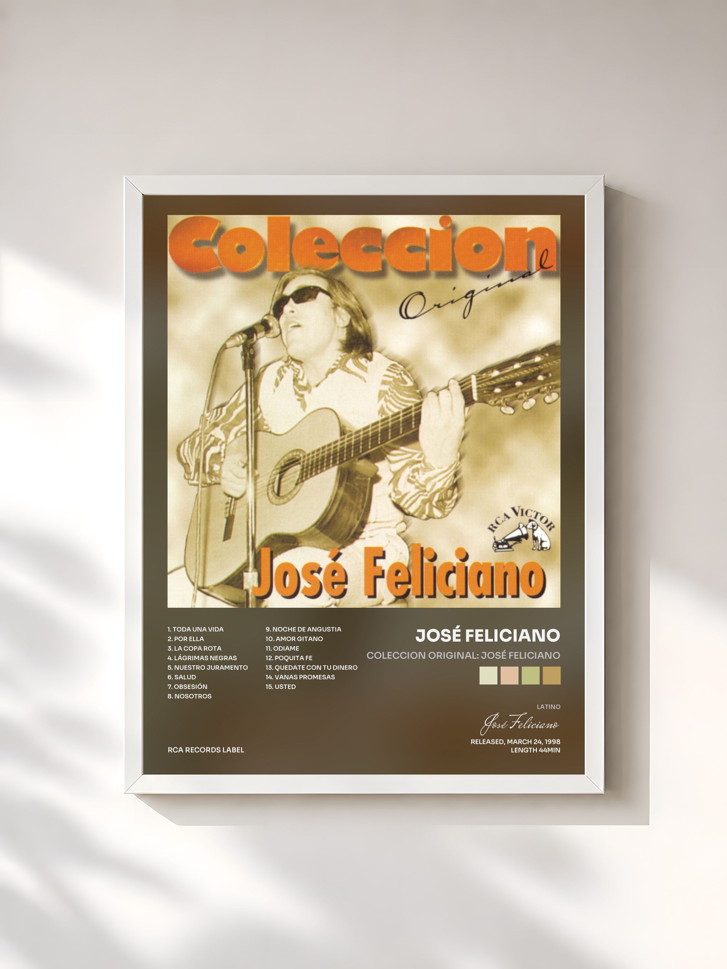 #blanc Tableau de l'album Coleccion Original: José Feliciano de José Feliciano, cadre blanc, imprimé et encadré en France