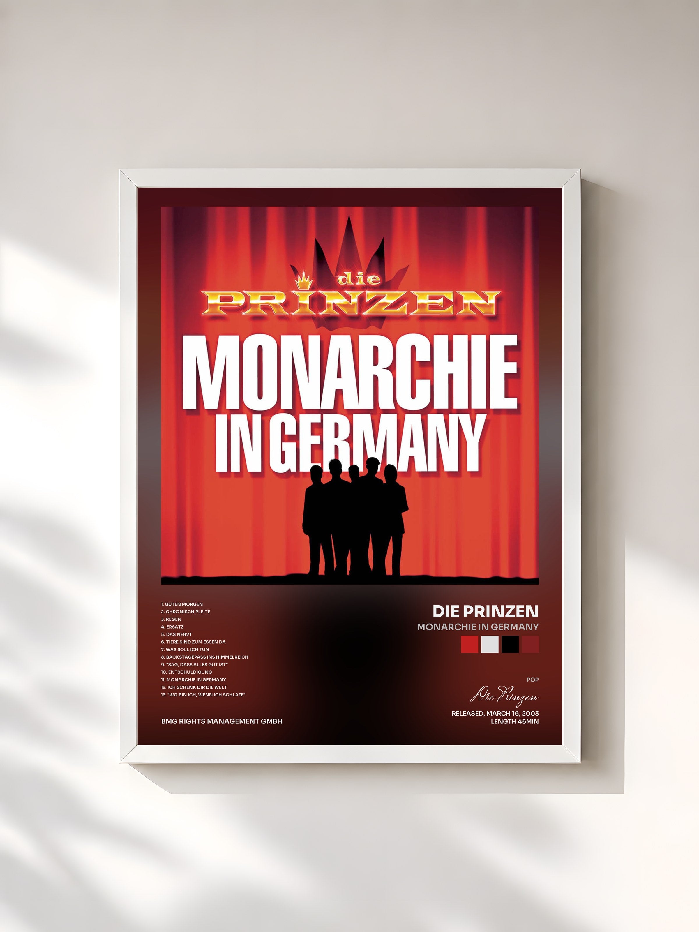 #blanc Tableau de l'album Monarchie in Germany de Die Prinzen, cadre blanc, imprimé et encadré en France