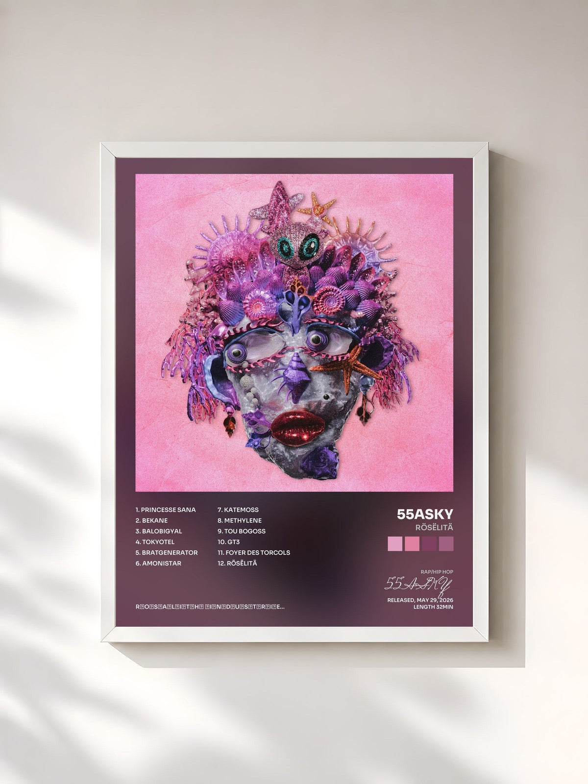 #blanc RÖSËLITÄ by 55ASKY as a framed art print, white frame, printed and framed in France