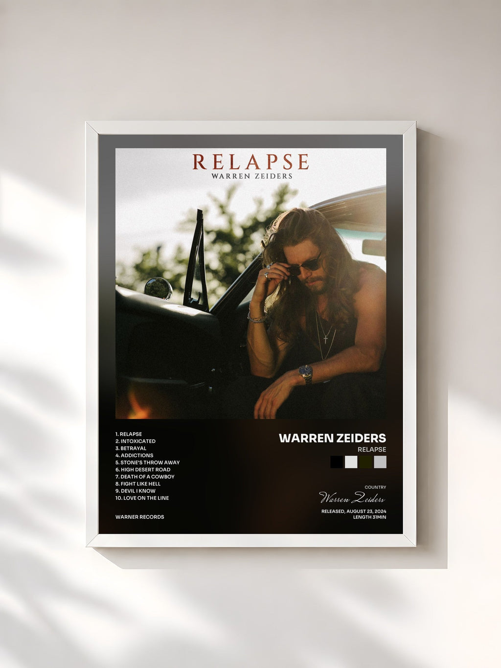 #blanc Tableau de l'album Relapse de Warren Zeiders, cadre blanc, imprimé et encadré en France