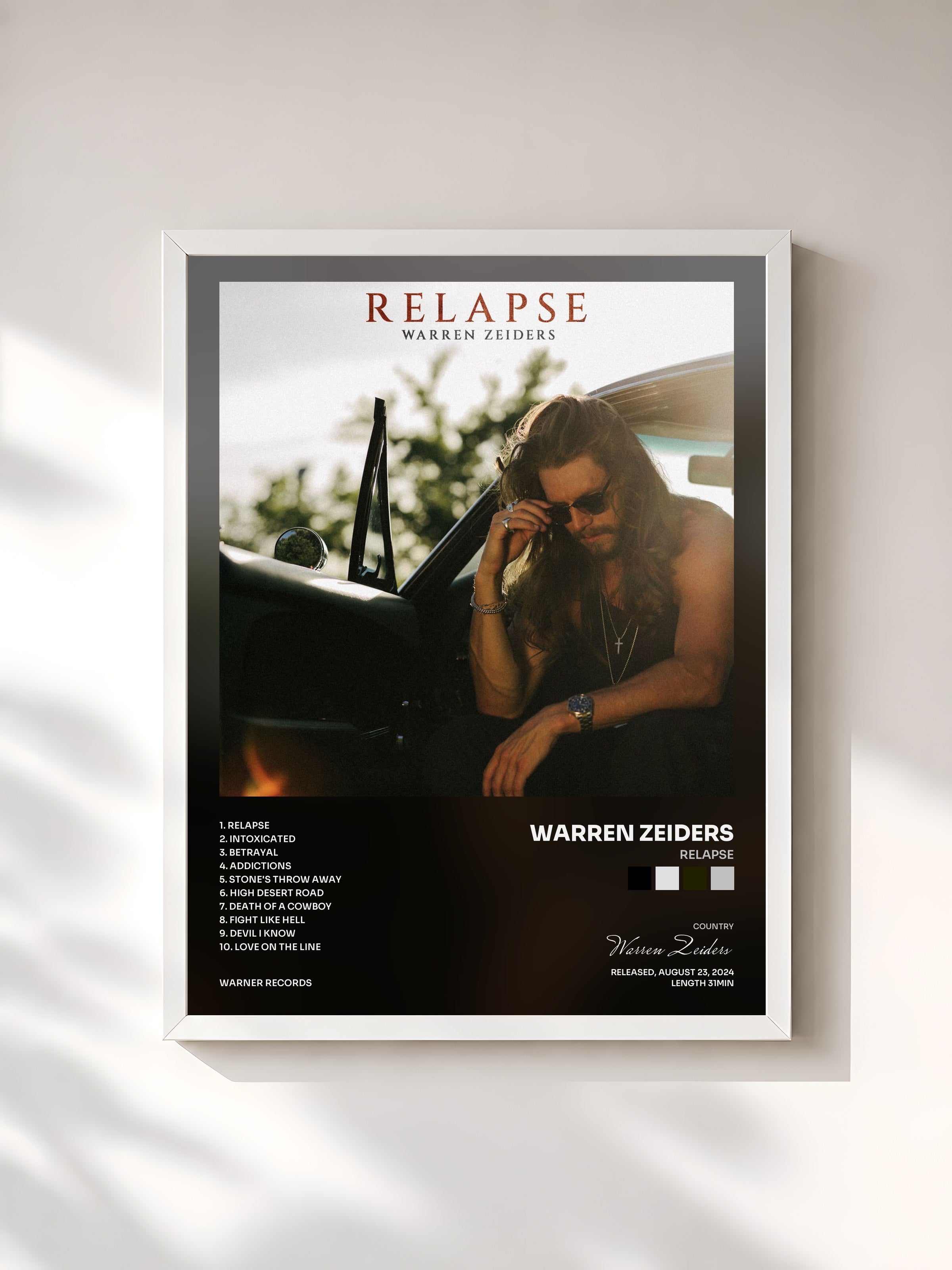 #blanc Tableau de l'album Relapse de Warren Zeiders, cadre blanc, imprimé et encadré en France