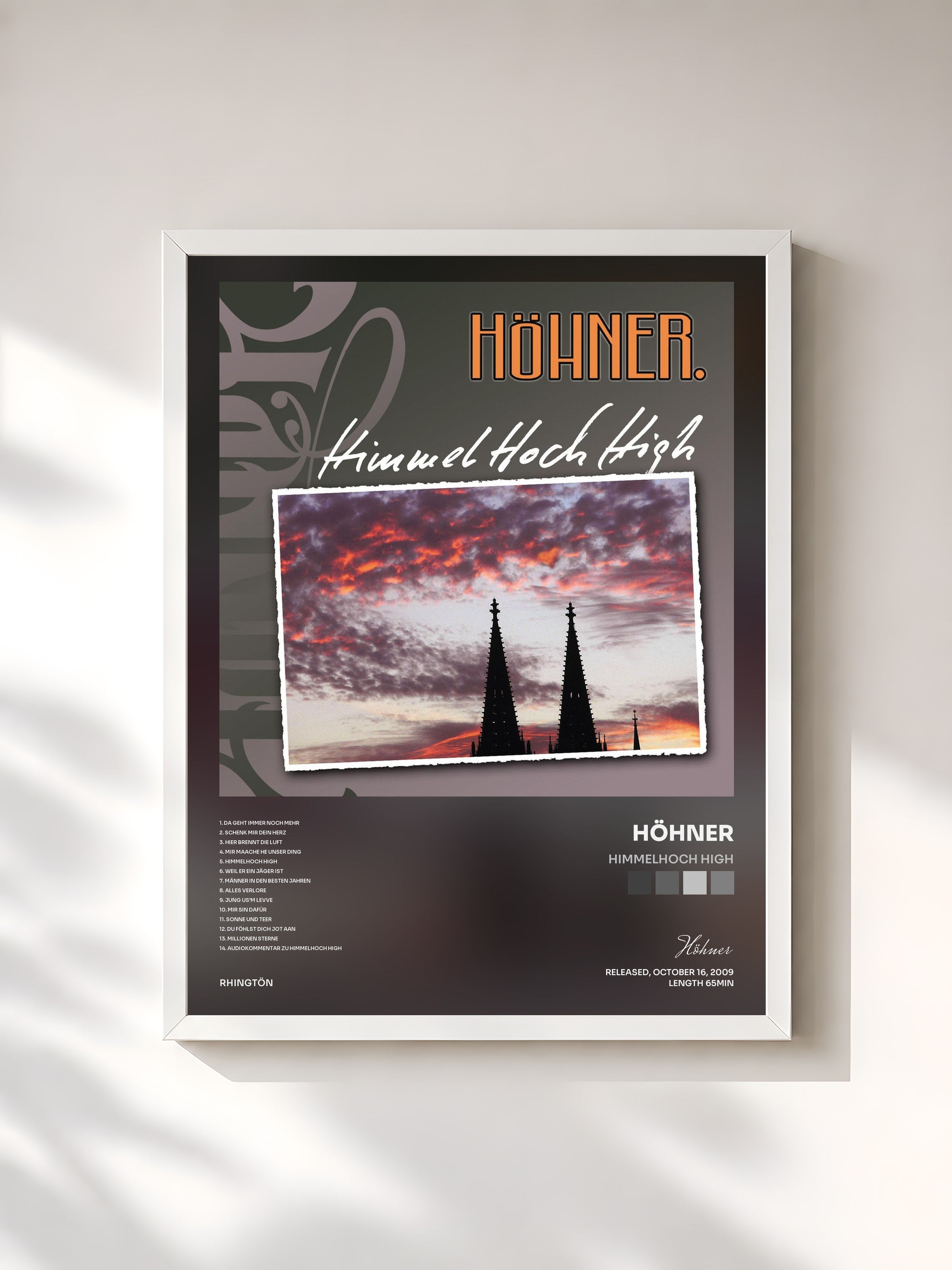 #blanc Tableau de l'album Himmelhoch High de Höhner, cadre blanc, imprimé et encadré en France