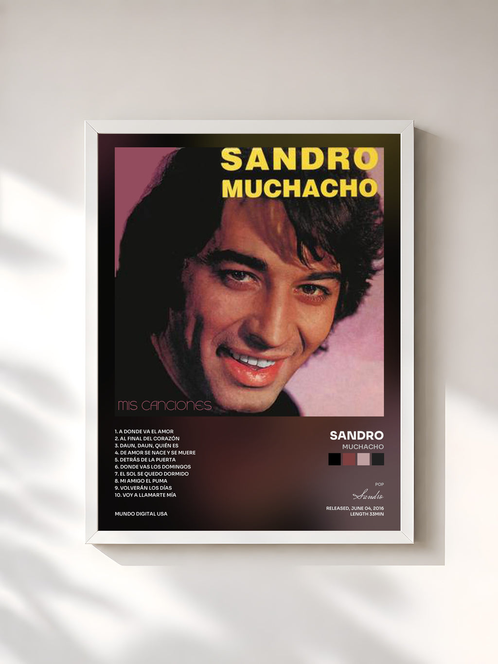 #blanc Muchacho by Sandro as a framed art print, white frame, printed and framed in France