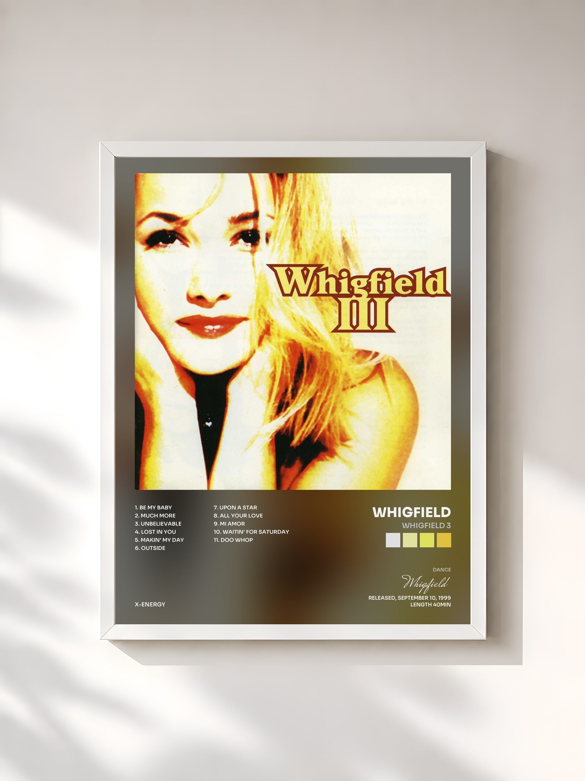 #blanc Tableau de l'album Whigfield 3 de Whigfield, cadre blanc, imprimé et encadré en France