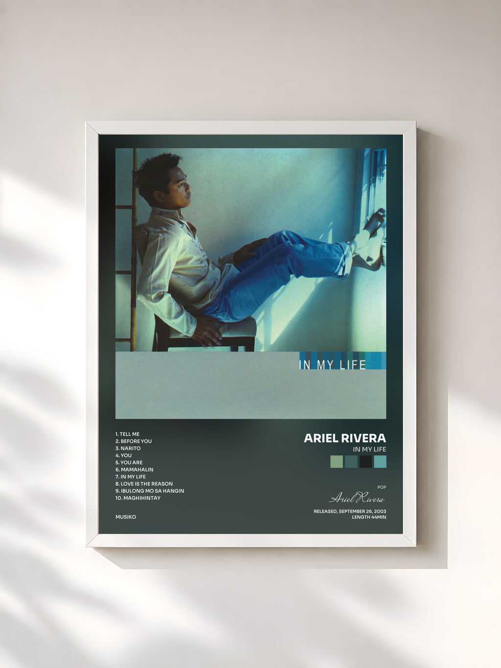 #blanc Tableau de l'album In My Life de Ariel Rivera, cadre blanc, imprimé et encadré en France