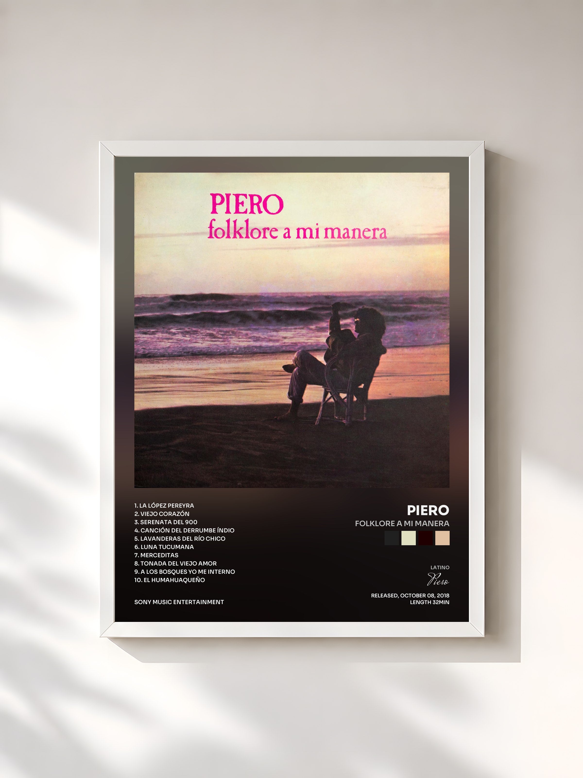 #blanc Tableau de l'album Folklore a Mi Manera de Piero, cadre blanc, imprimé et encadré en France