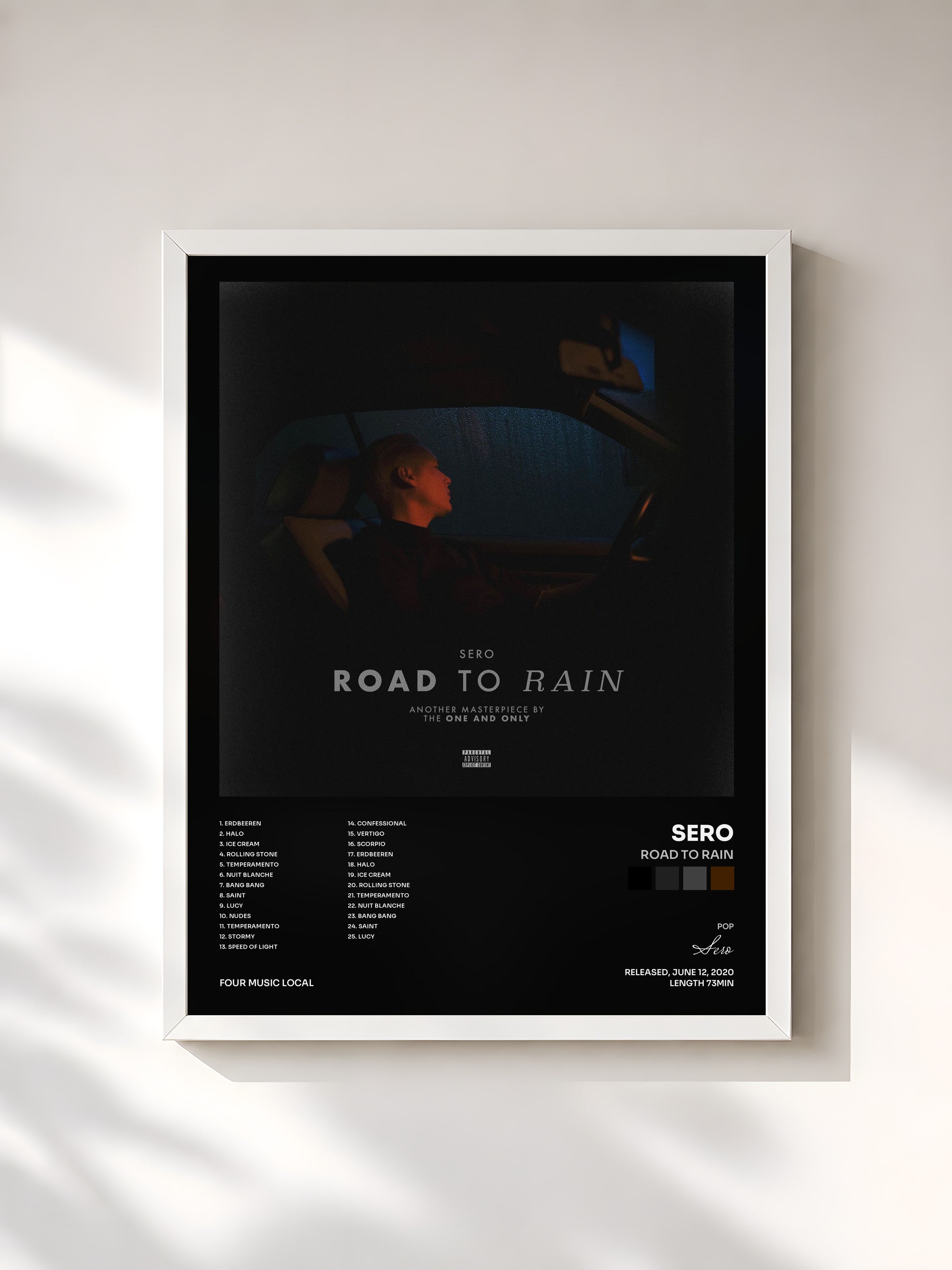 #blanc Tableau de l'album road to rain de Sero, cadre blanc, imprimé et encadré en France