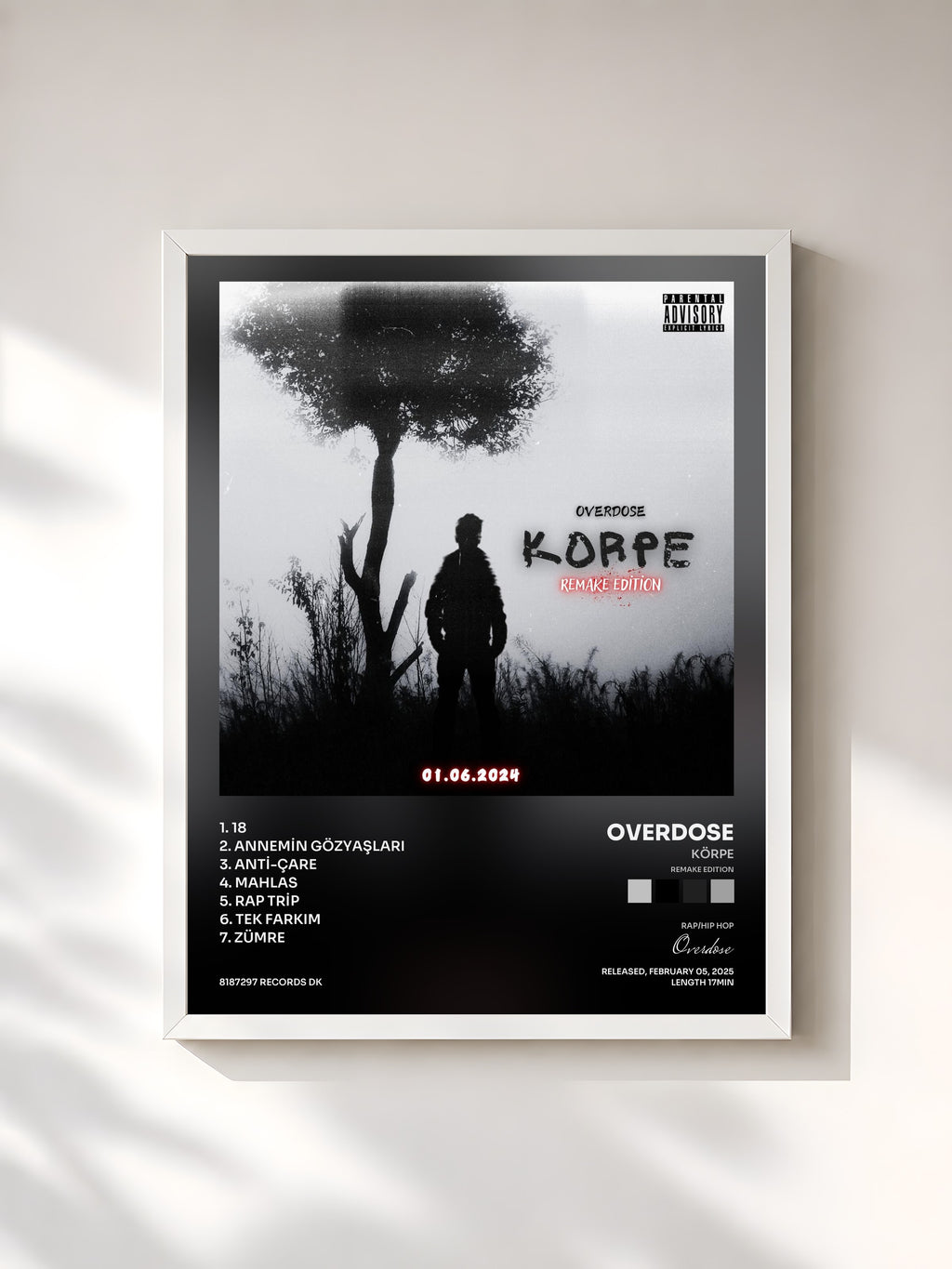 #blanc Tableau de l'album KÖRPE (Remake Edition) de Overdose, cadre blanc, imprimé et encadré en France