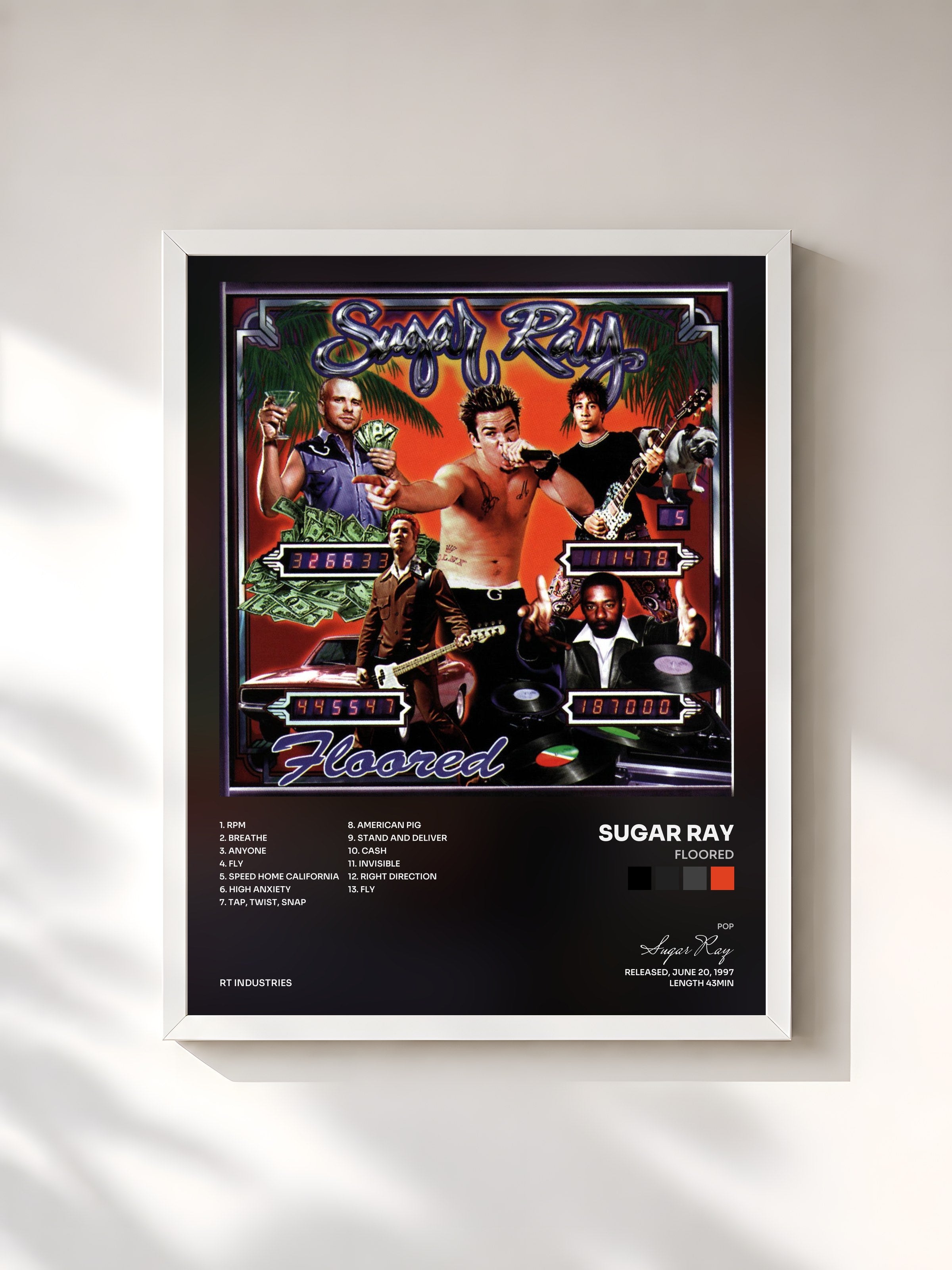 #blanc Tableau de l'album Floored de Sugar Ray, cadre blanc, imprimé et encadré en France