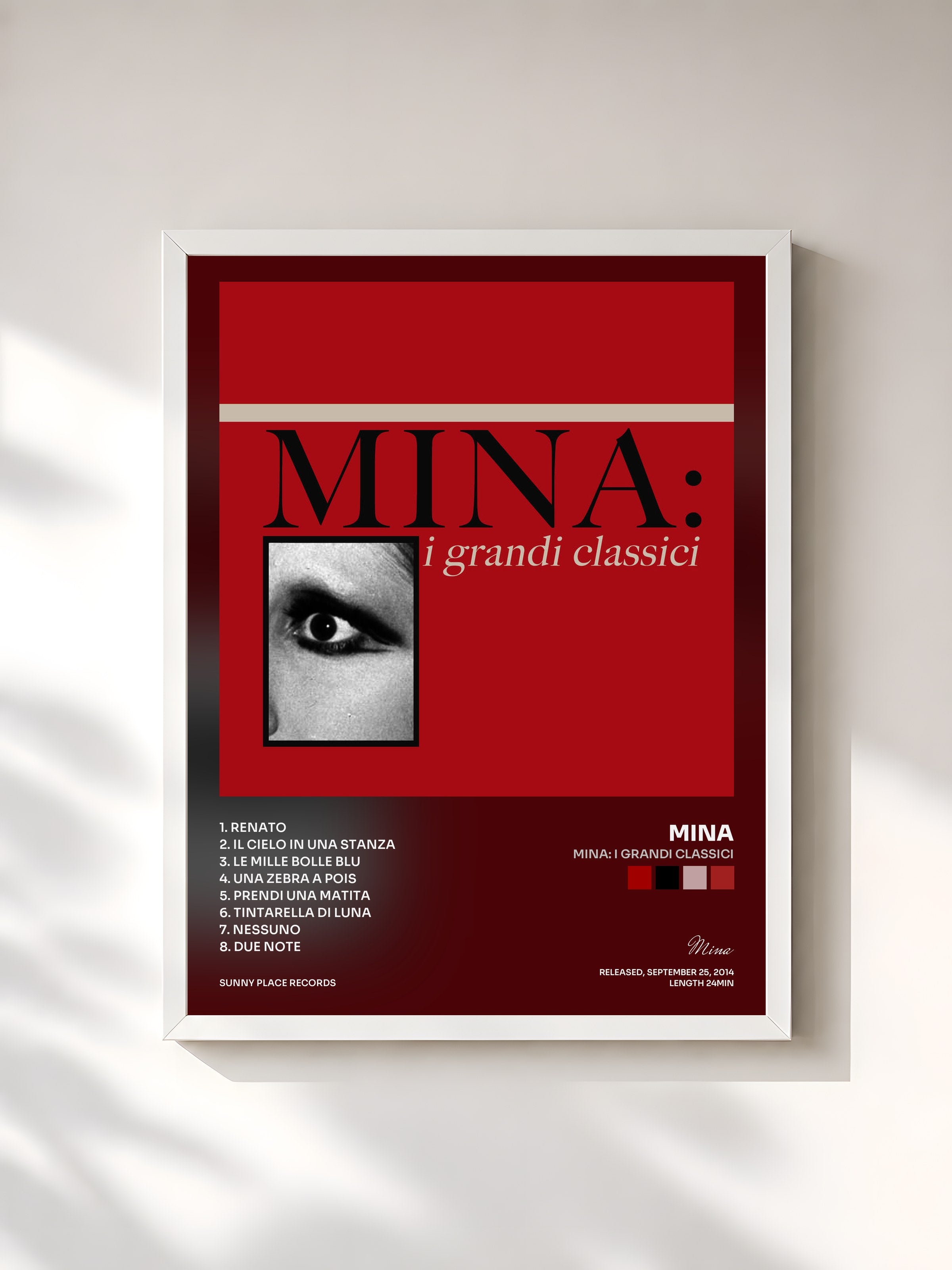 #blanc Tableau de l'album Mina: i grandi classici de Mina, cadre blanc, imprimé et encadré en France