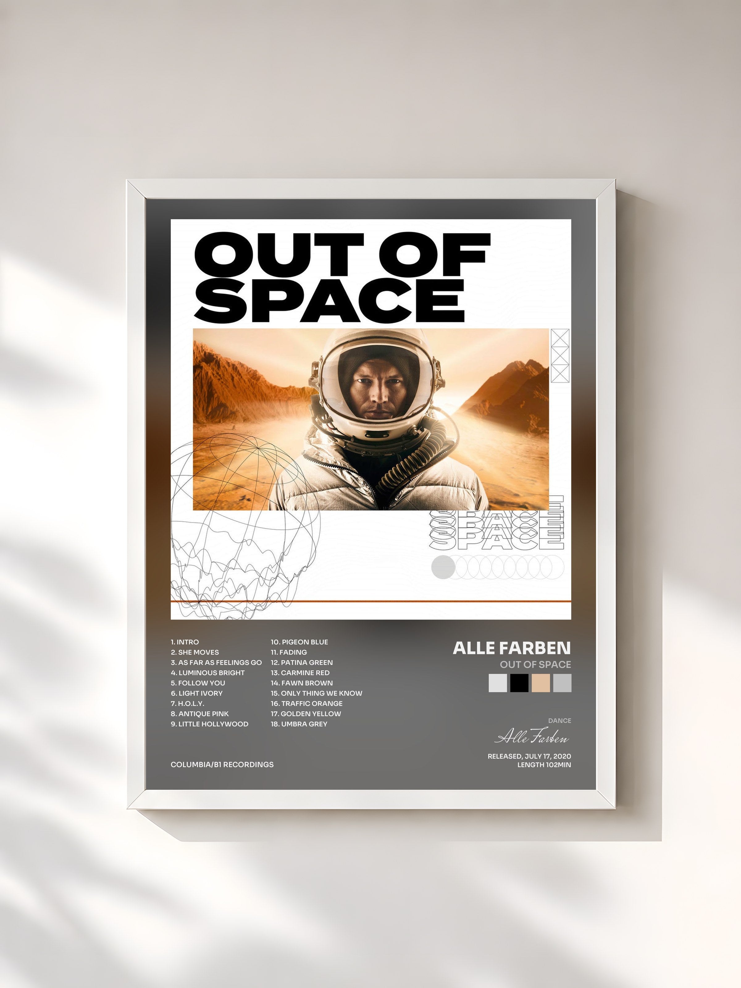 #blanc Tableau de l'album Out Of Space de Alle Farben, cadre blanc, imprimé et encadré en France