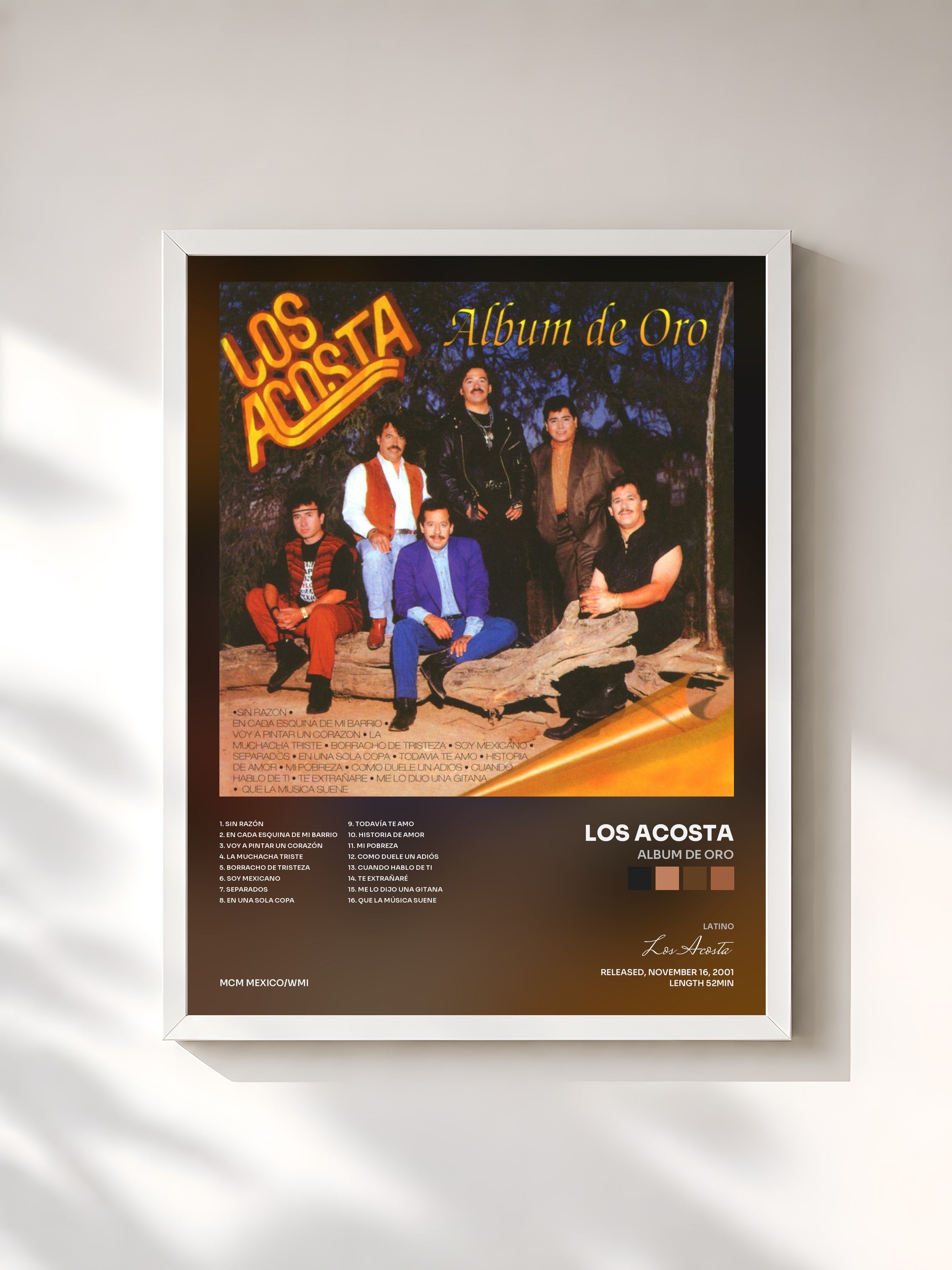 #blanc Tableau de l'album Album de Oro de Los Acosta, cadre blanc, imprimé et encadré en France