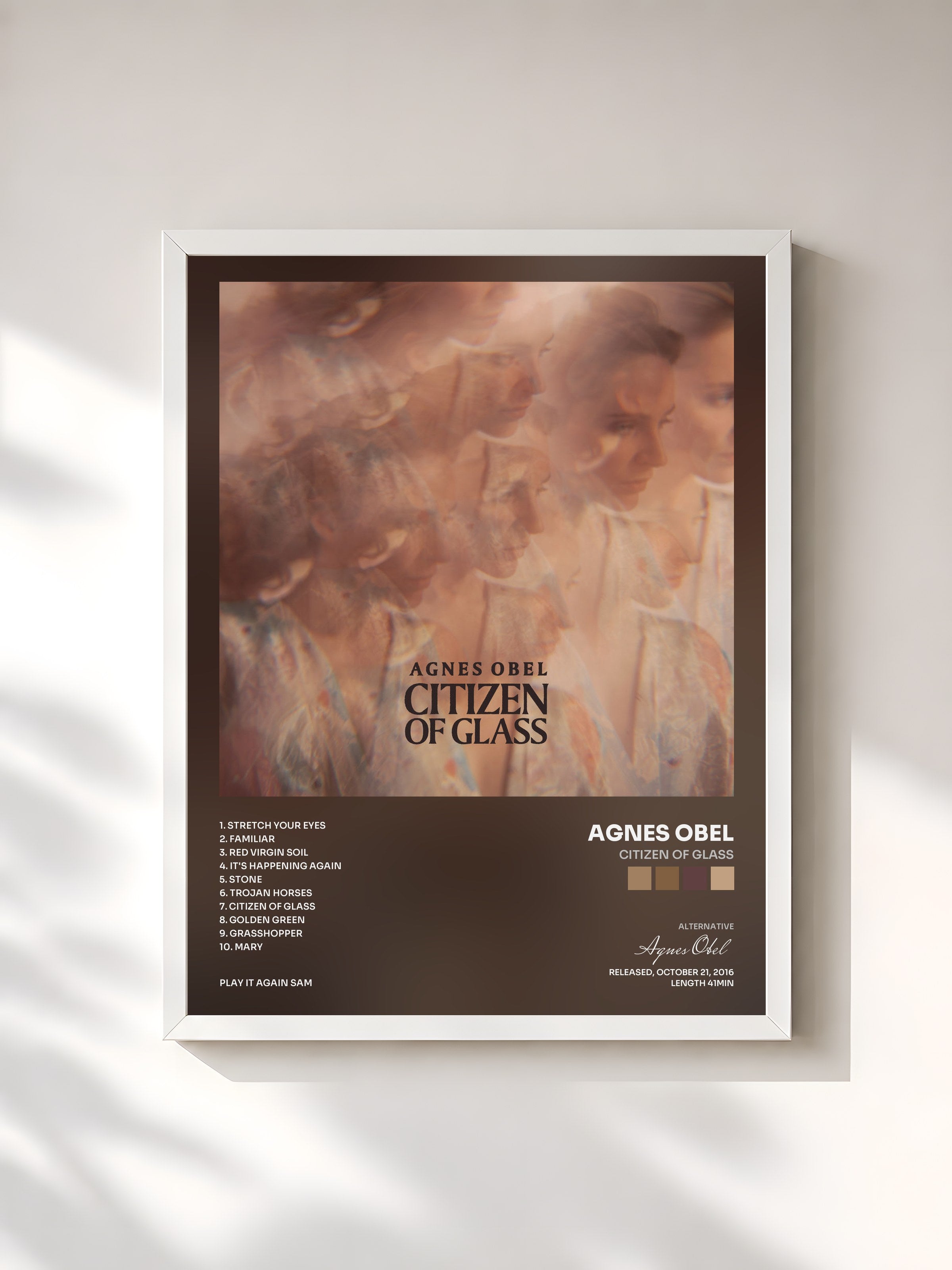 #blanc Tableau de l'album Citizen of Glass de Agnes Obel, cadre blanc, imprimé et encadré en France